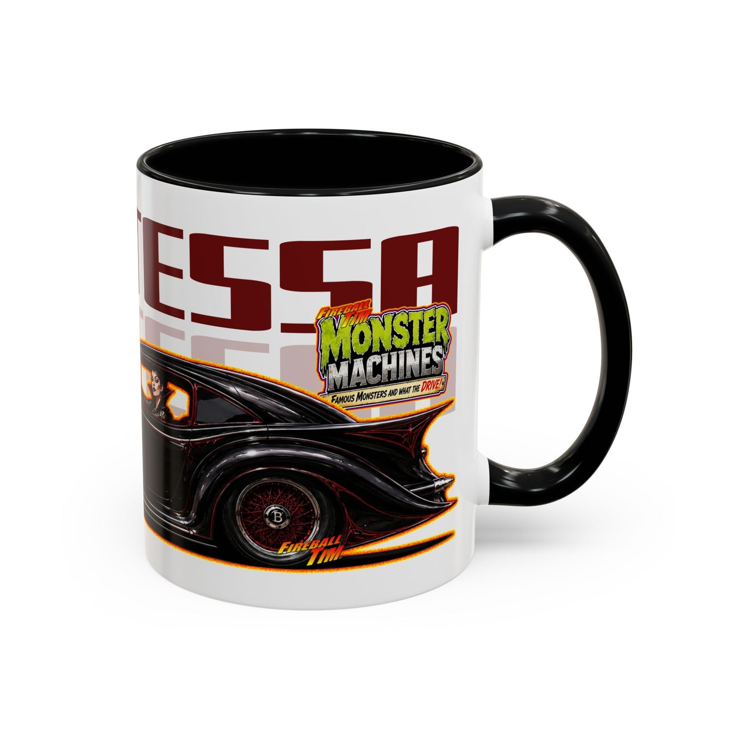 MONSTER MACHINES Vampiress Countessa Halloween Collectible Fireball Art Coffee Mug - 2 Sizes