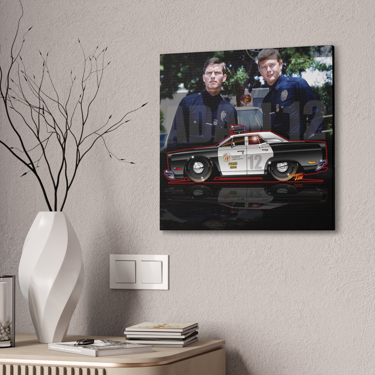 ADAM 12 PLYMOUTH Police Car Canvas Art Print - 2 Sizes