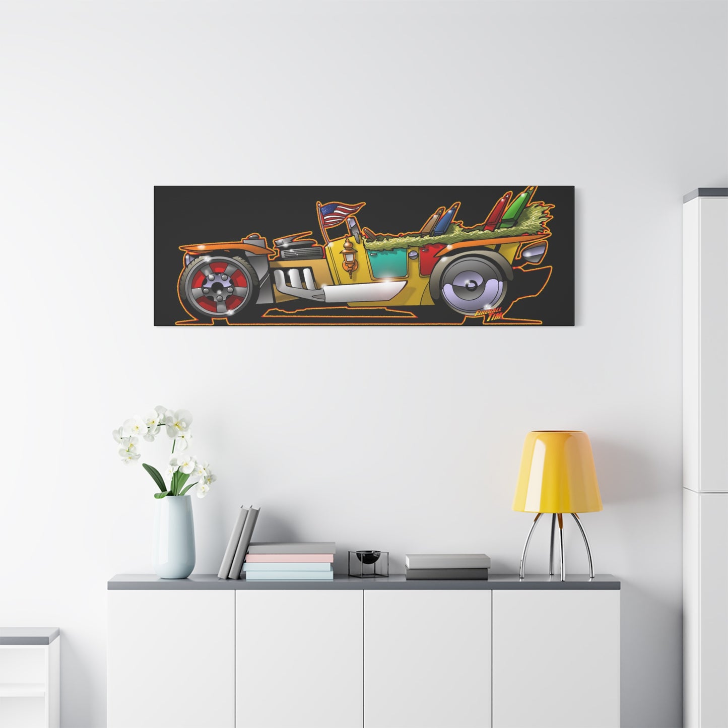 MONGREL T HOT ROD Elvis Easy Come Easy Go Fireball Canvas Art Wall Print