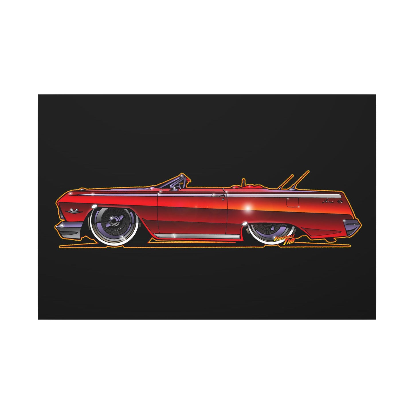 CHEVY IMPALA LOWRIDER Fireball Art Canvas Print
