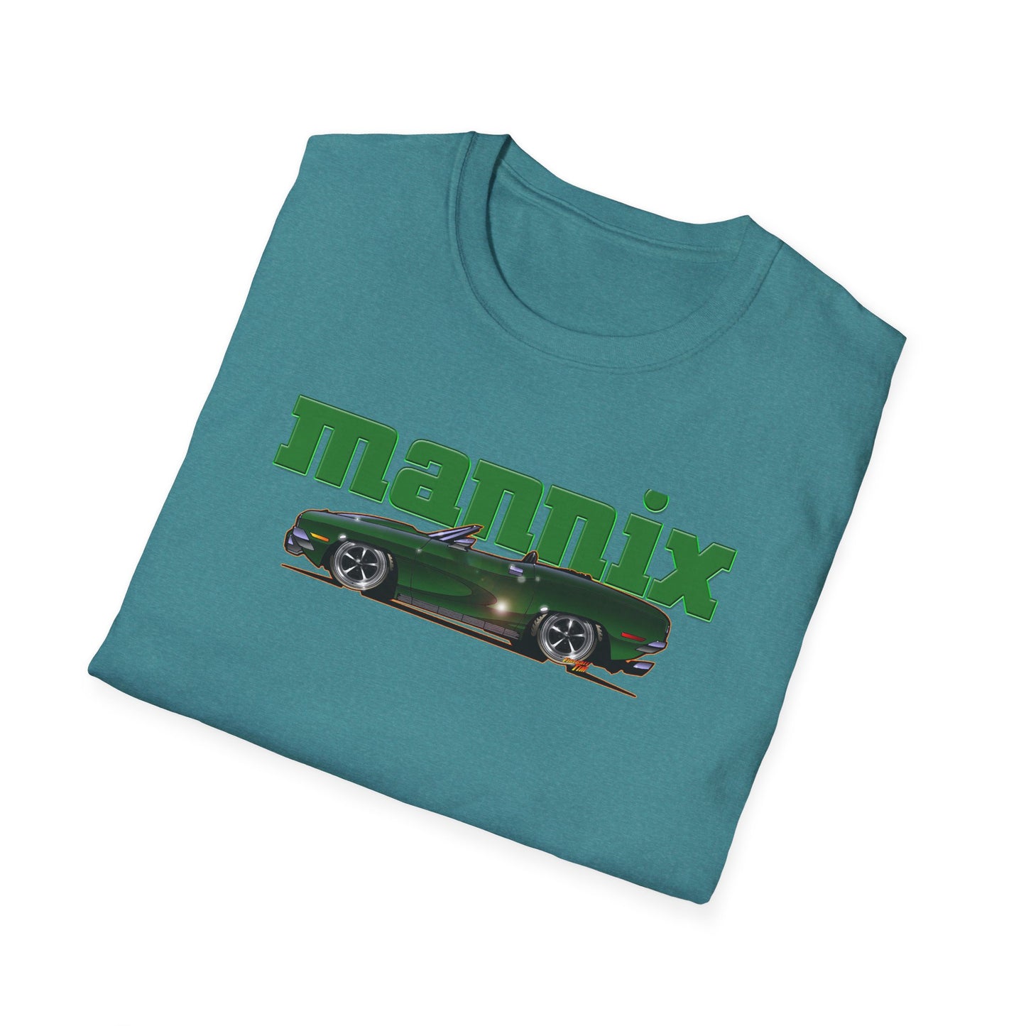 MANNIX TV Show Plymouth Barracuda Concept Art Softstyle T-Shirt Multiple Colors