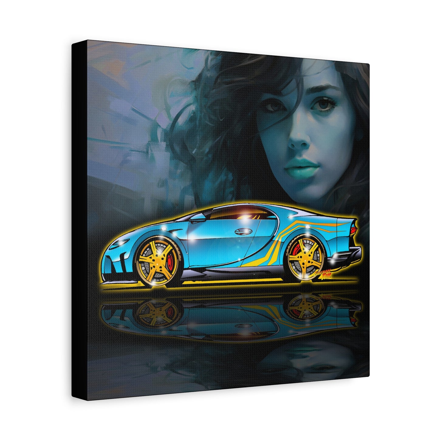 BUGATTI CHIRON Hypercar Fireball Art Canvas Wall Print