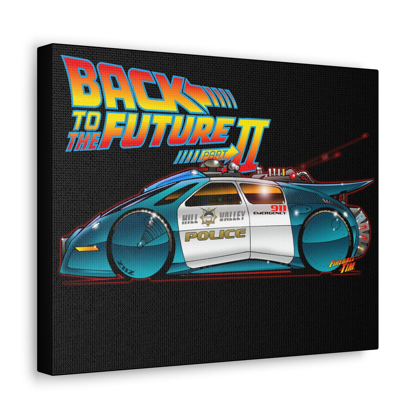 BACK to the FUTURE 2 Hill Valley Police Car Movie Canvas gallery Art Print 11x14