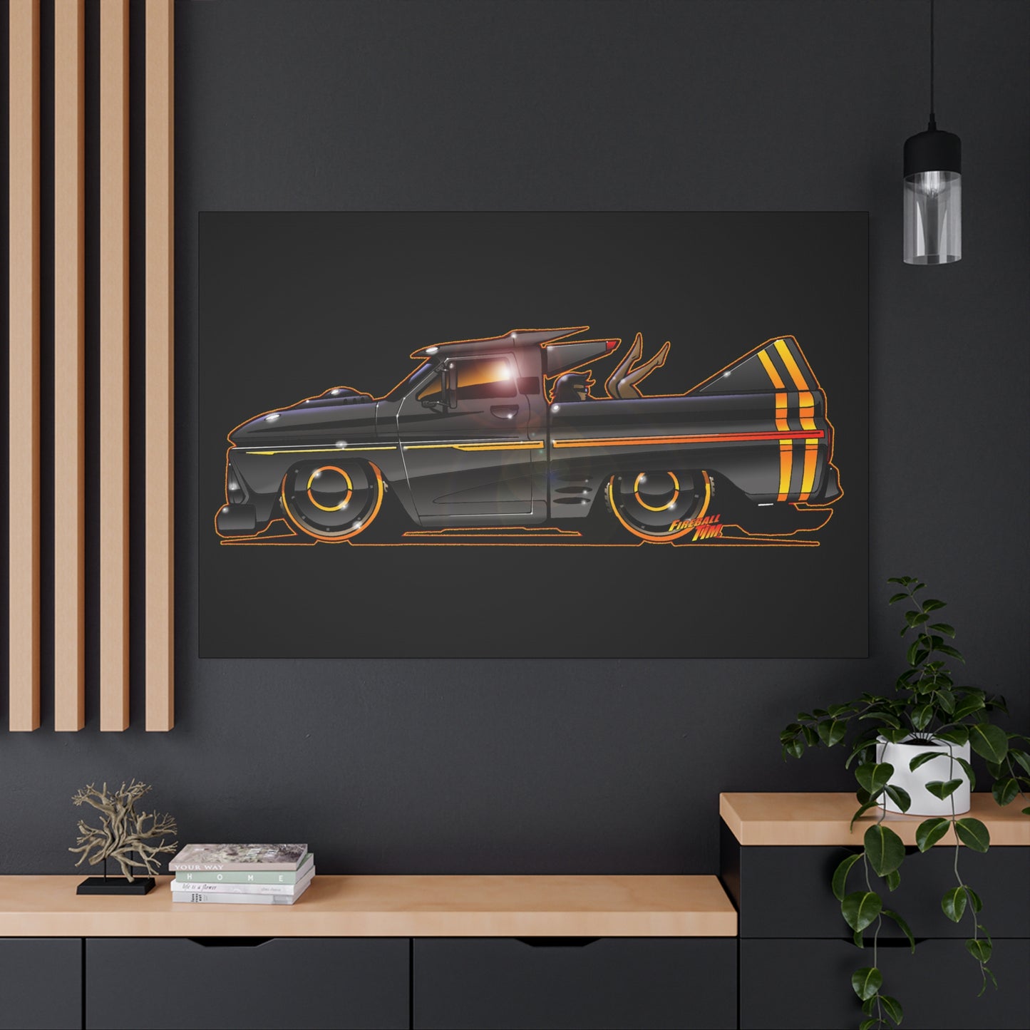 CHEVROLET C10 1960 Stinger Pickup Truck Fireball Art Canvas Print