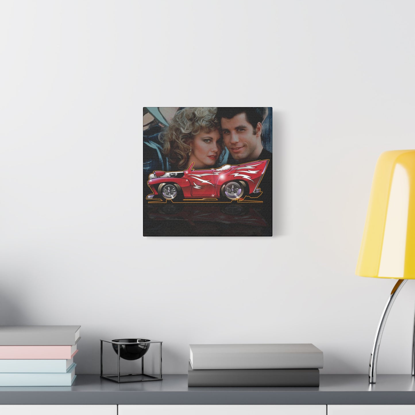 GREASED LIGHTNING Hot Rod Movie Car Canvas Art Wall Print - 12x12