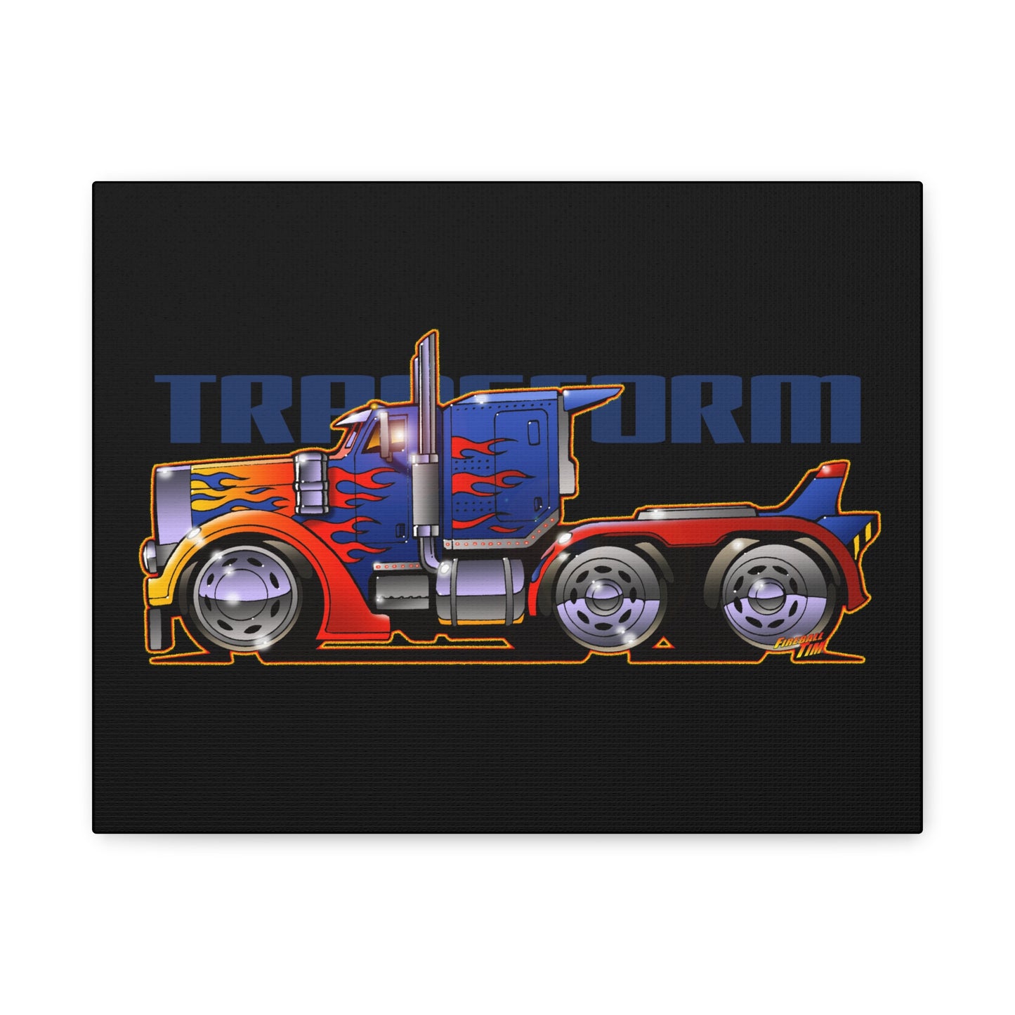 TRANSFORMERS OPTIMUS PRIME Semi Truck Fireball Art Canvas Art Wall Print - 11x14