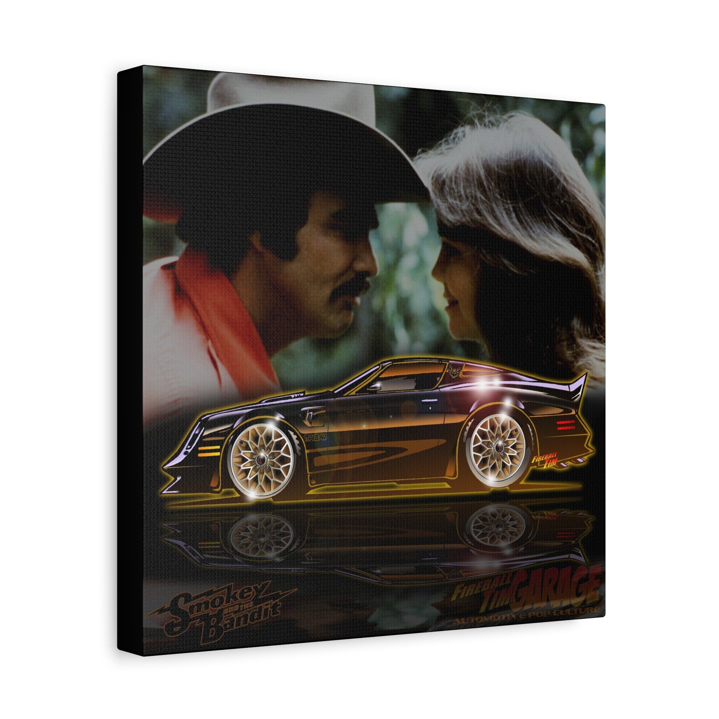 SMOKEY AND THE BANDIT Pontiac Trans Am Fireball Art Canvas Print - 12x12