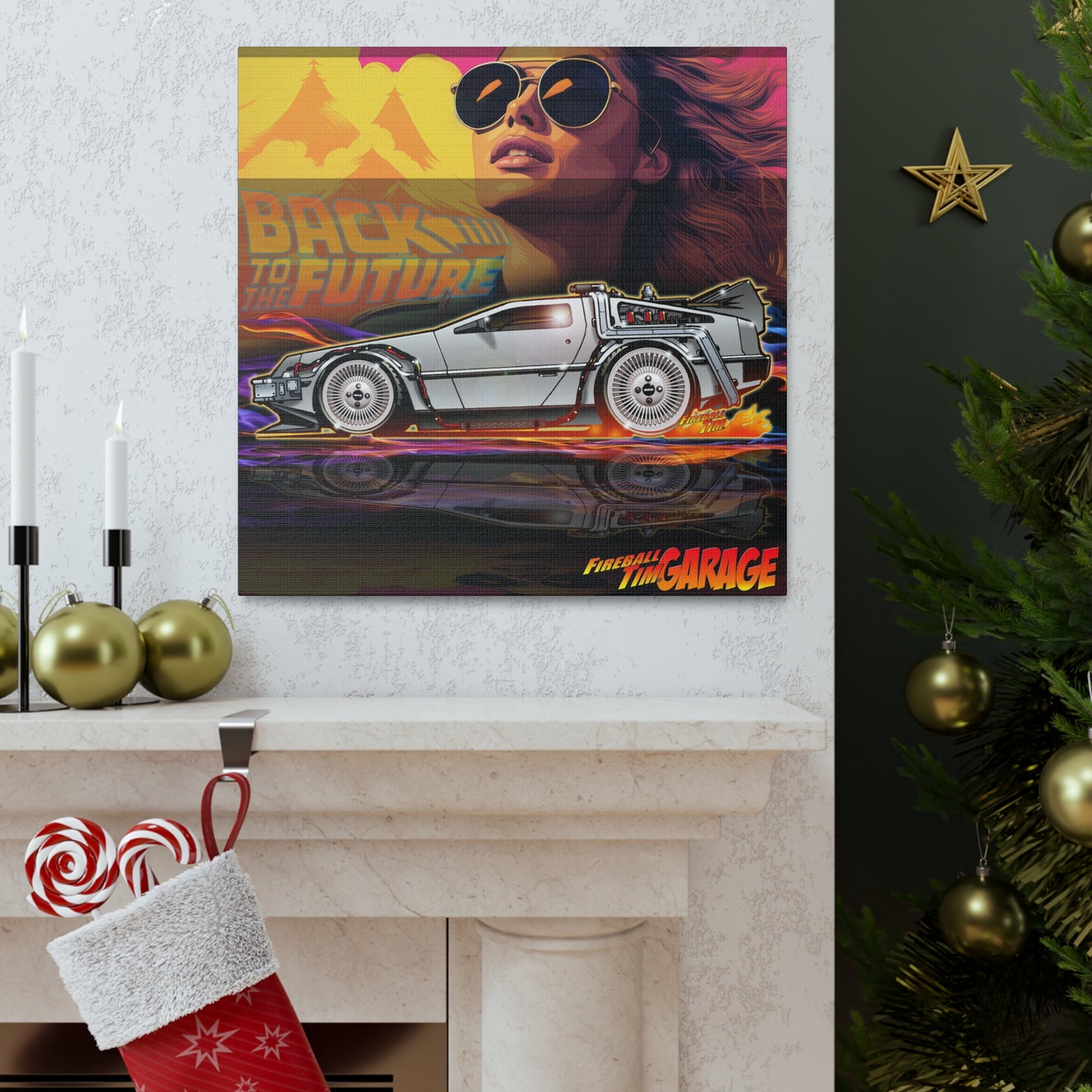 BACK TO THE FUTURE Delorean Time Machine Concept Art Canvas MASTERPRINT 3 Sizes