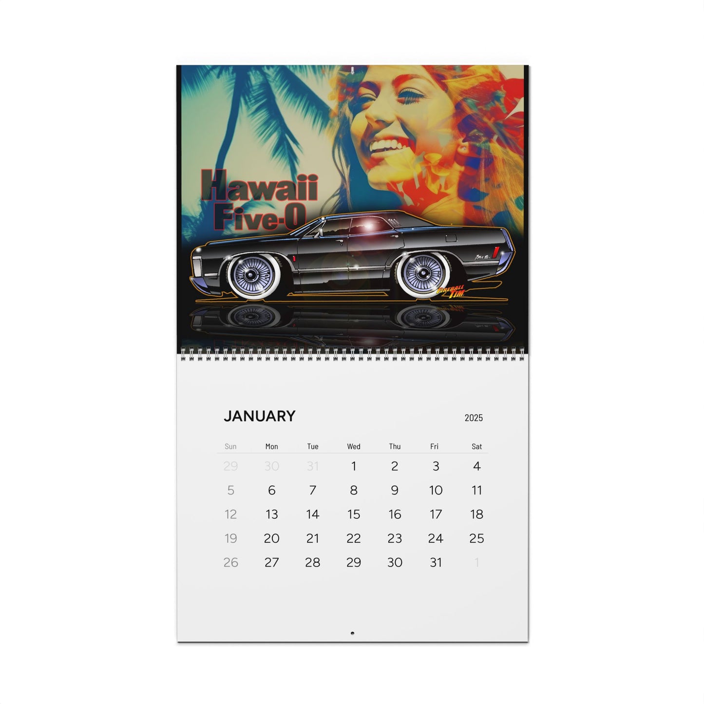 Official FIREBALL TIM GARAGE 2025 TV Car Wall Calendar