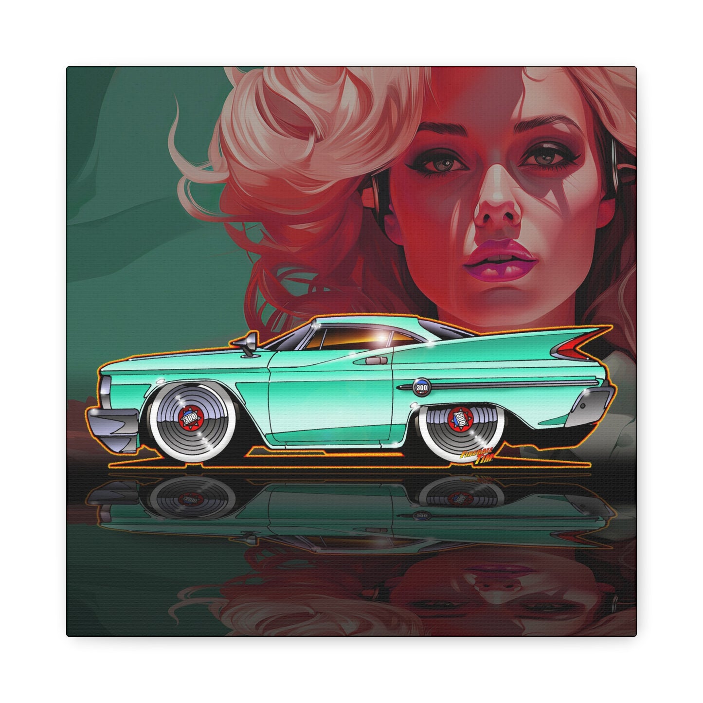 CHRYSLER 300F 1960 Fireball Classic Car Art Canvas Print - 12x12