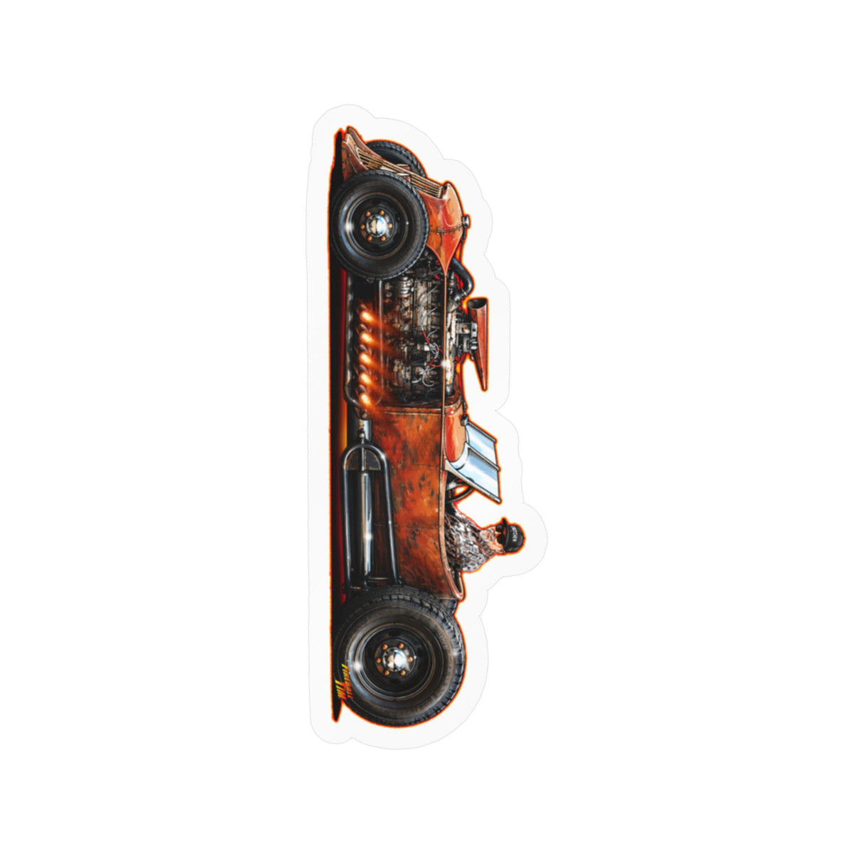 CUSTOM RAT ROD Hot Rod Gretchen Collectible Fireball Art Stickers in 4 Sizes