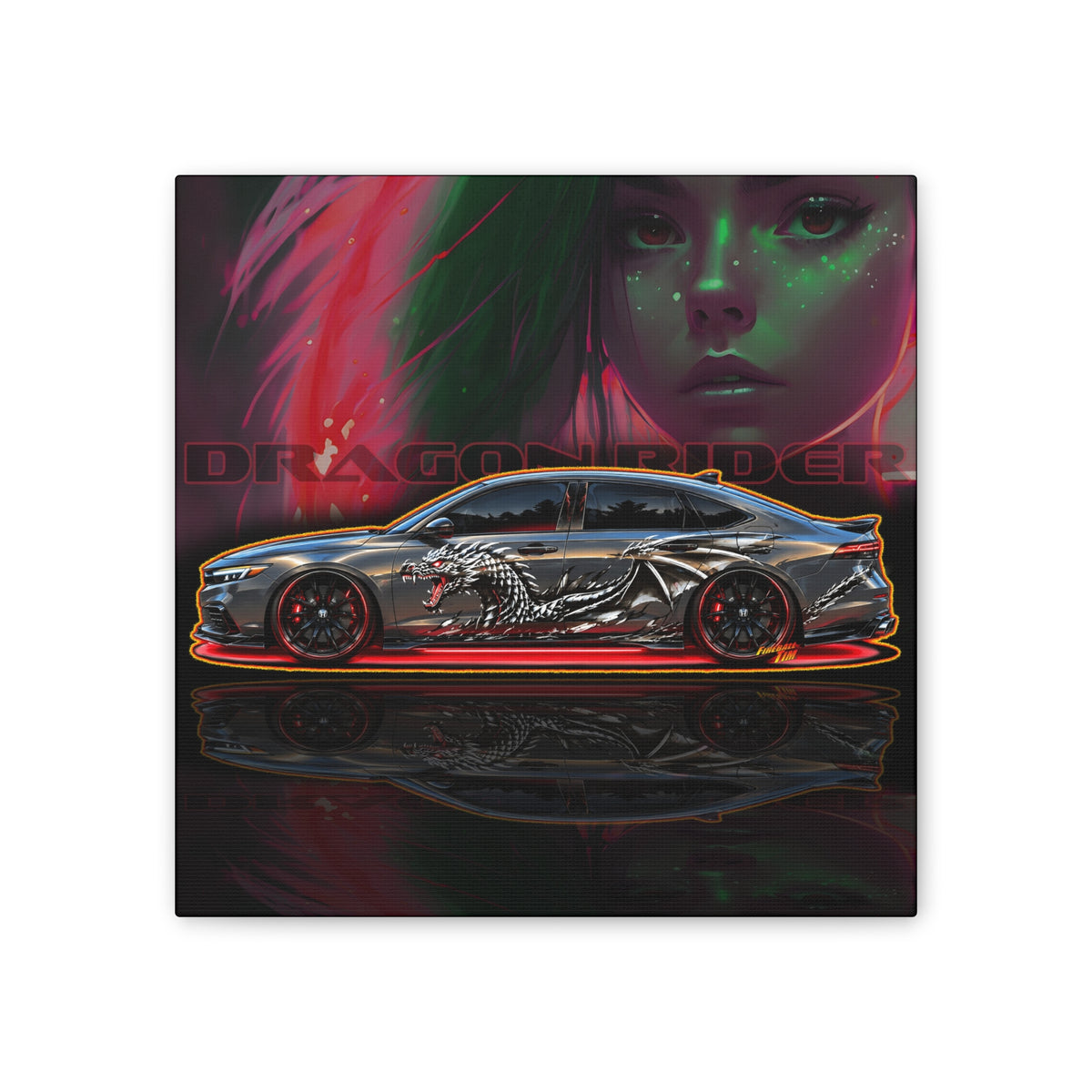 HONDA ACCORD 2025 Dragon Rider Collectible Fireball Art Canvas Stretched Print