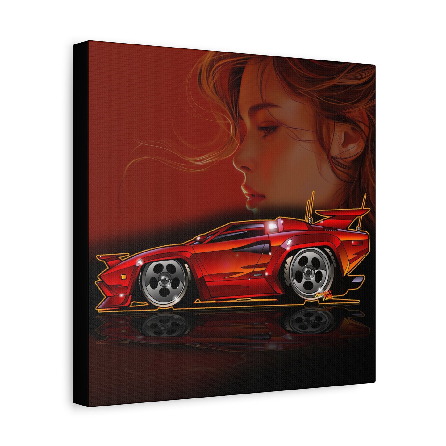 CANNONBALL RUN LAMBORGHINI COUNTACH Fireball Art Canvas Print