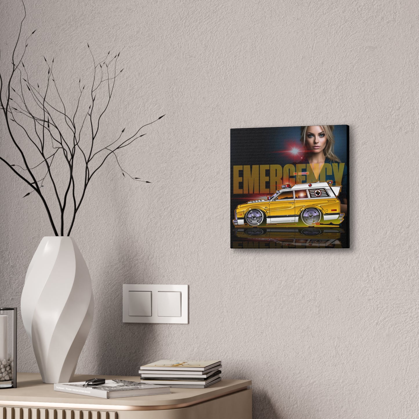 EMERGENCY AMBULANCE 1970 Chevy TV Show Canvas Art Print - 2 Sizes