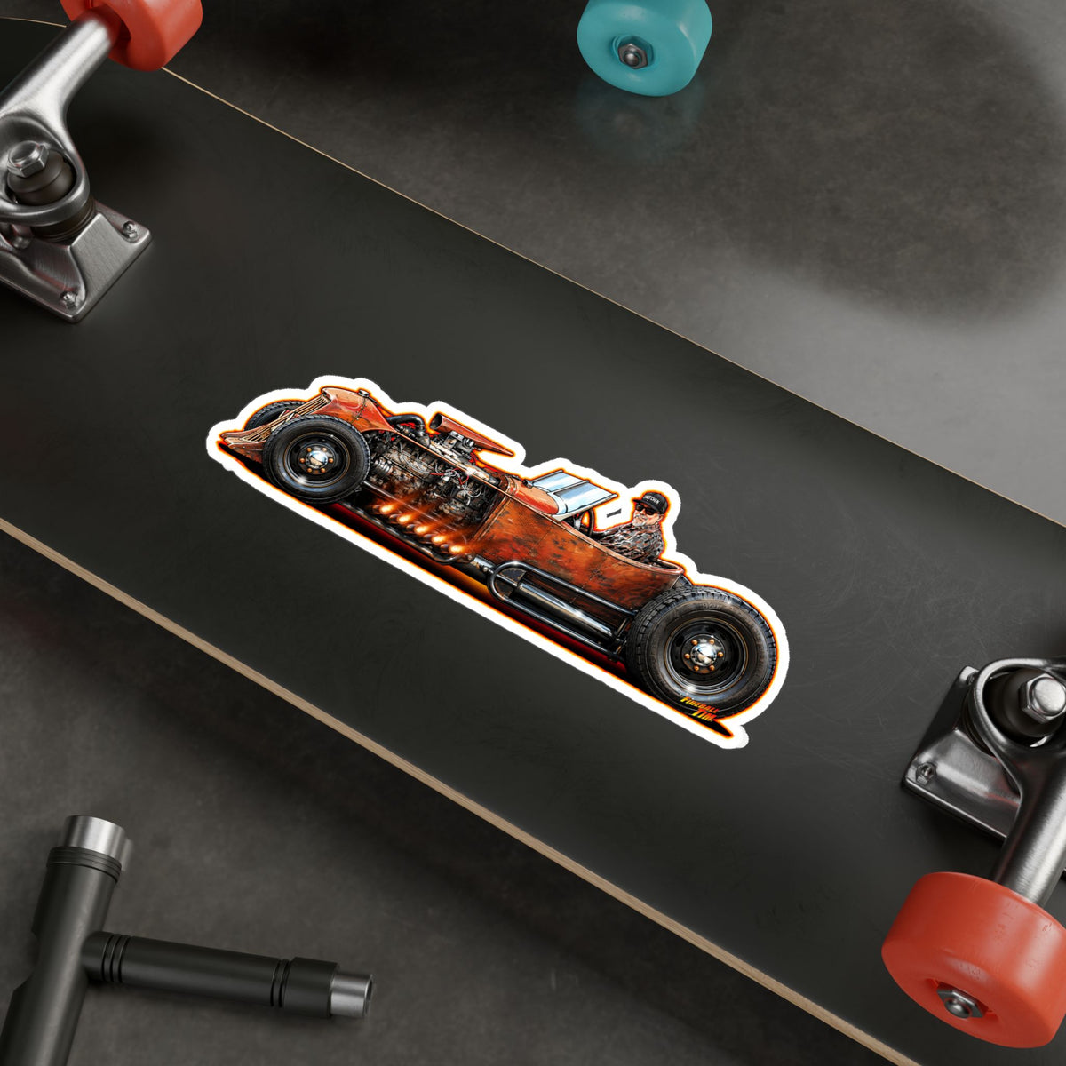 CUSTOM RAT ROD Hot Rod Gretchen Collectible Fireball Art Stickers in 4 Sizes