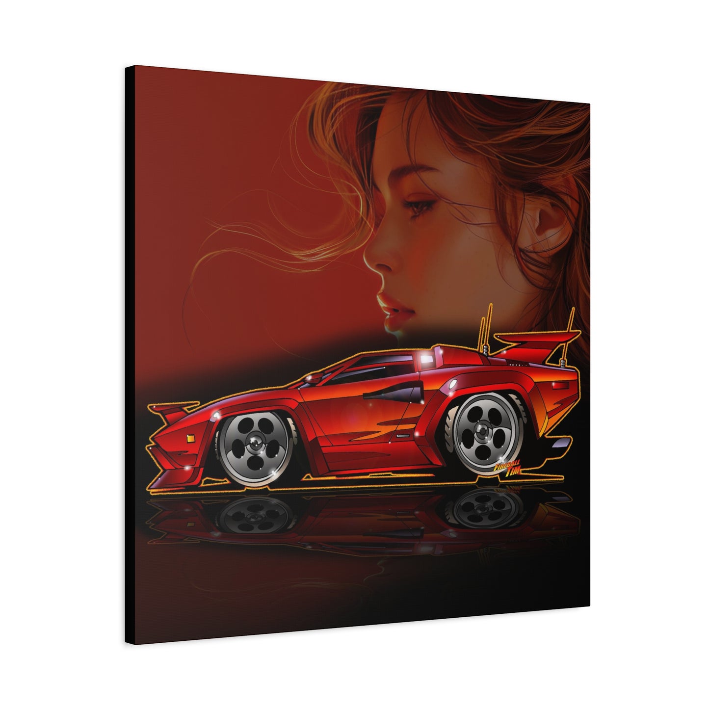 CANNONBALL RUN LAMBORGHINI COUNTACH Fireball Art Canvas Print