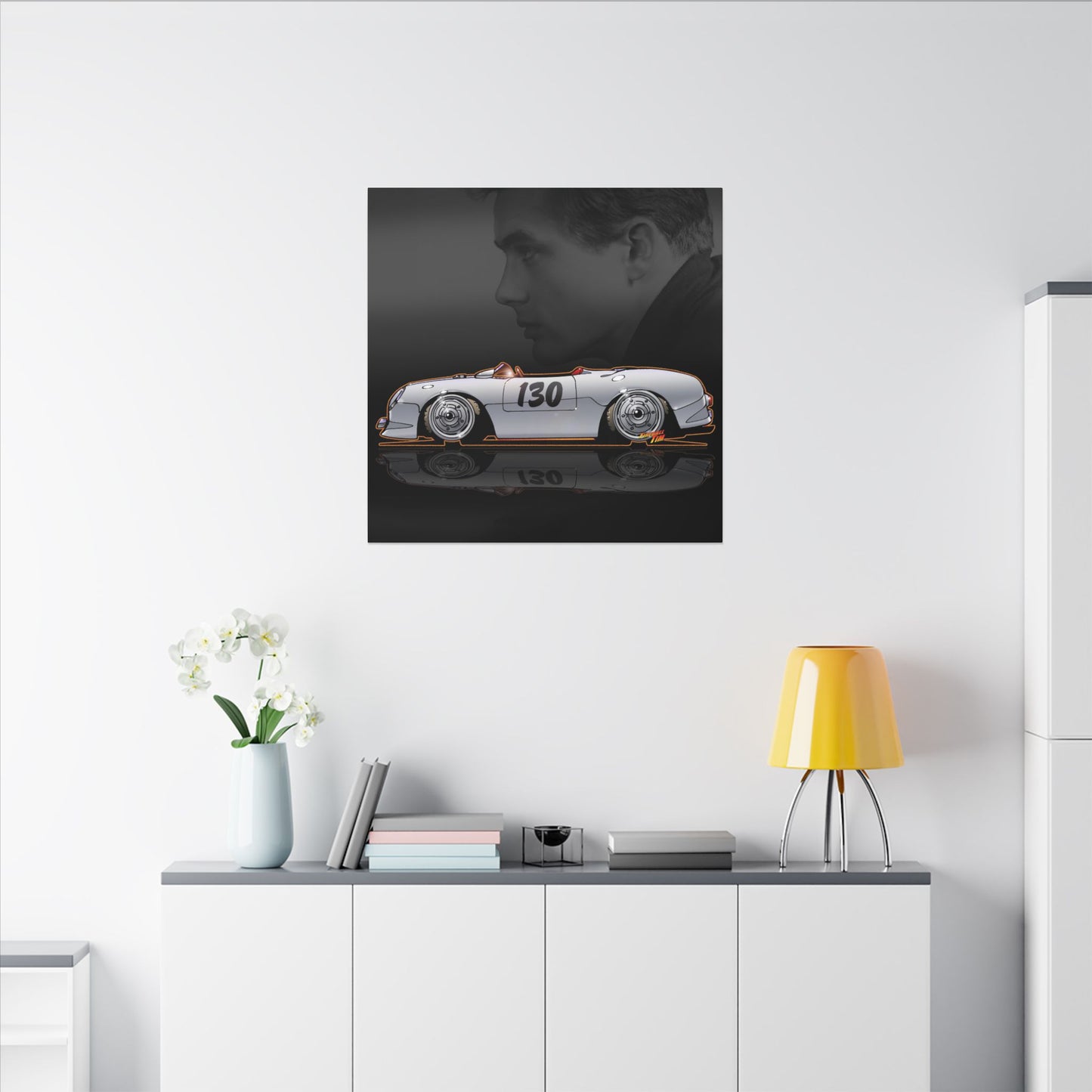 JAMES DEAN PORSCHE 550 Spyder Lil' Bastard Fireball Art Canvas Print