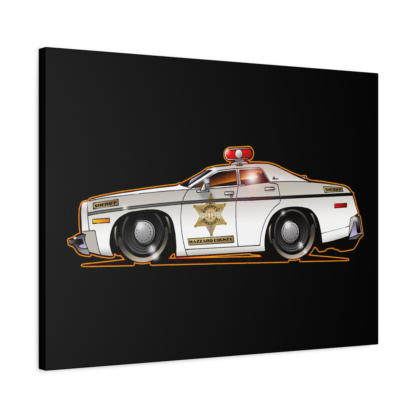 DUKES OF HAZZARD SHERIFF POLICE CAR Fireball Art Canvas Print