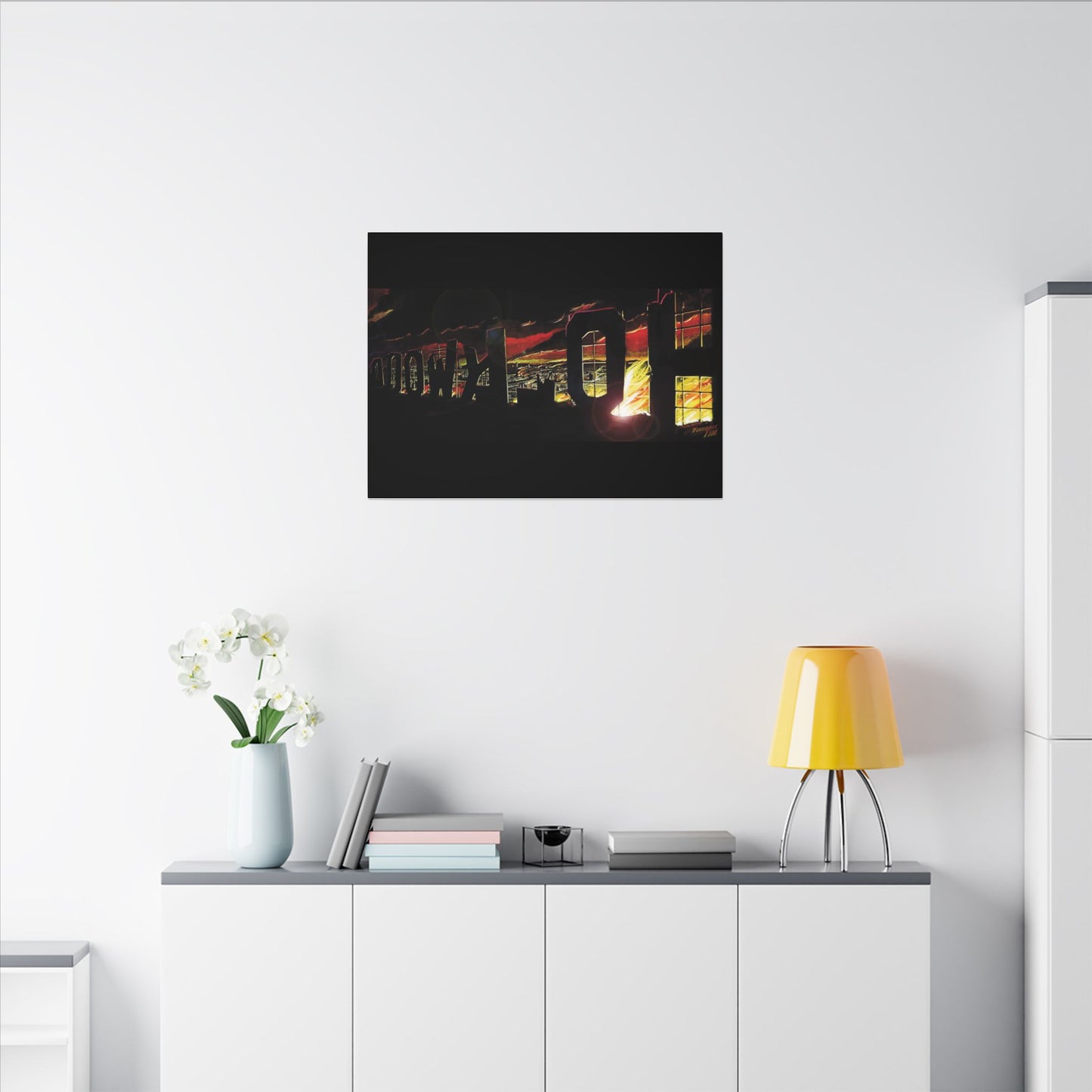 ESCAPE FROM LA Hollywood Sigh Fireball Concept Art Canvas Print