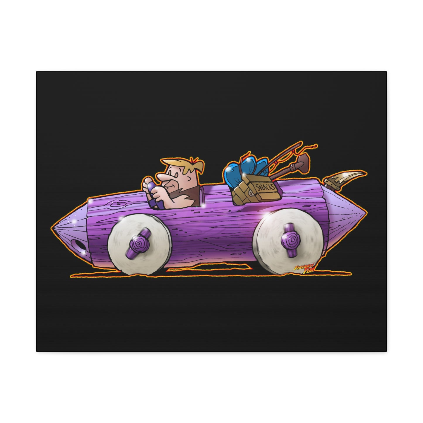 FLINSTONES BARNEY RUBBLE Fireball Art Canvas Wall Print - Multiple Sizes