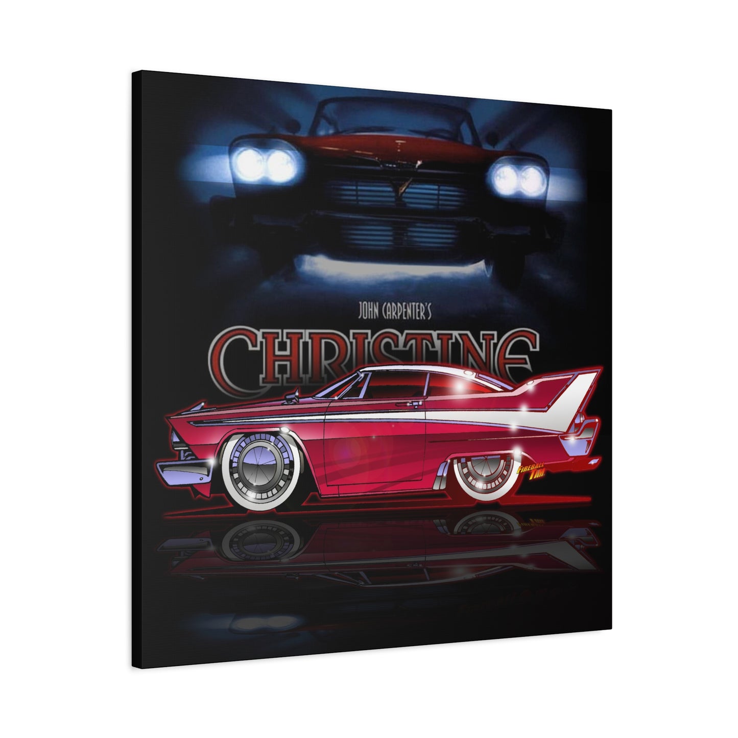 CHRISTINE 1958 Plymouth Fury Movie Car Fireball Art Canvas Print