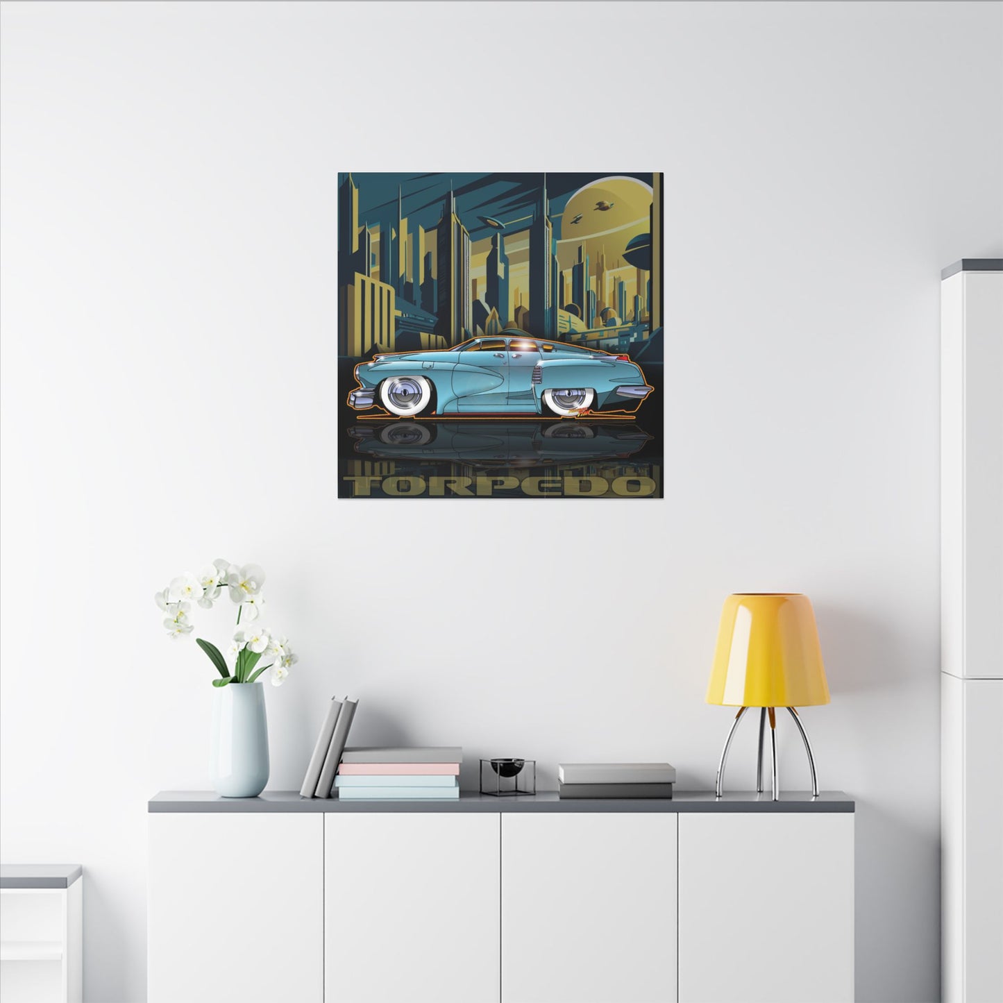 TUCKER TORPEDO 48 Collectible Fireball Art Canvas Print