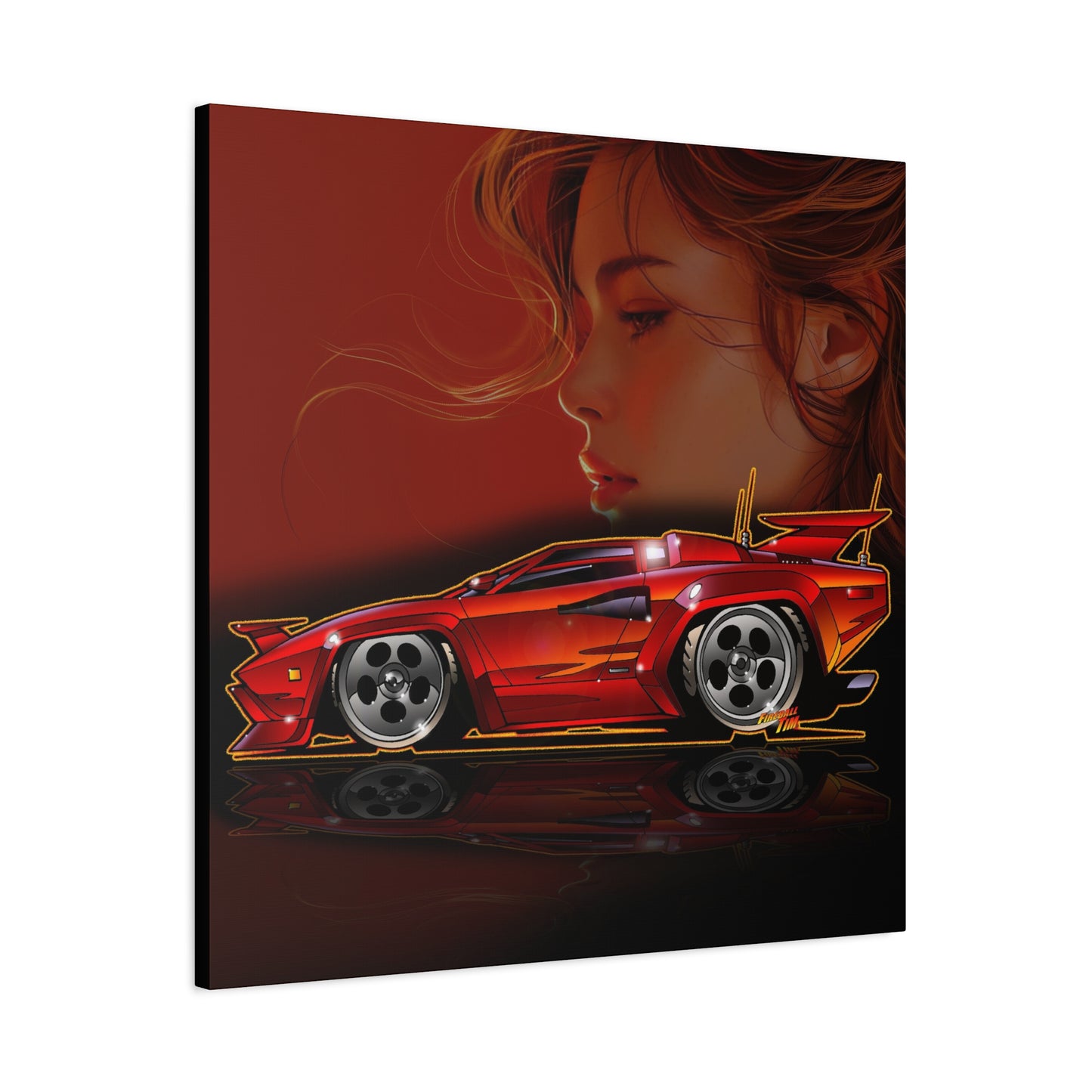 CANNONBALL RUN LAMBORGHINI COUNTACH Fireball Art Canvas Print