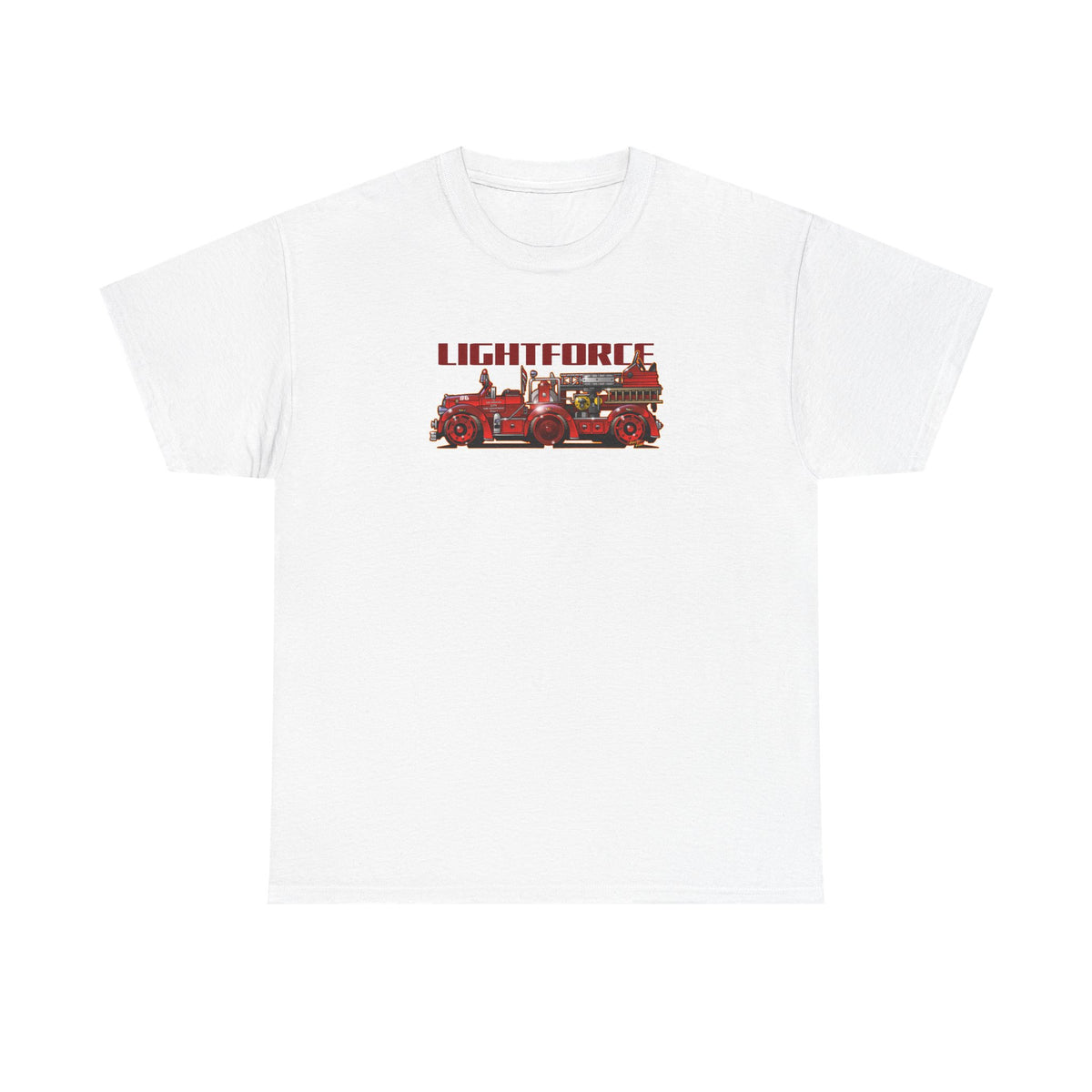 LIGHTFORCE VINTAGE 1940 AERIAL LADDER FIRE TRUCK Fireball Art Tee Shirt - Multiples
