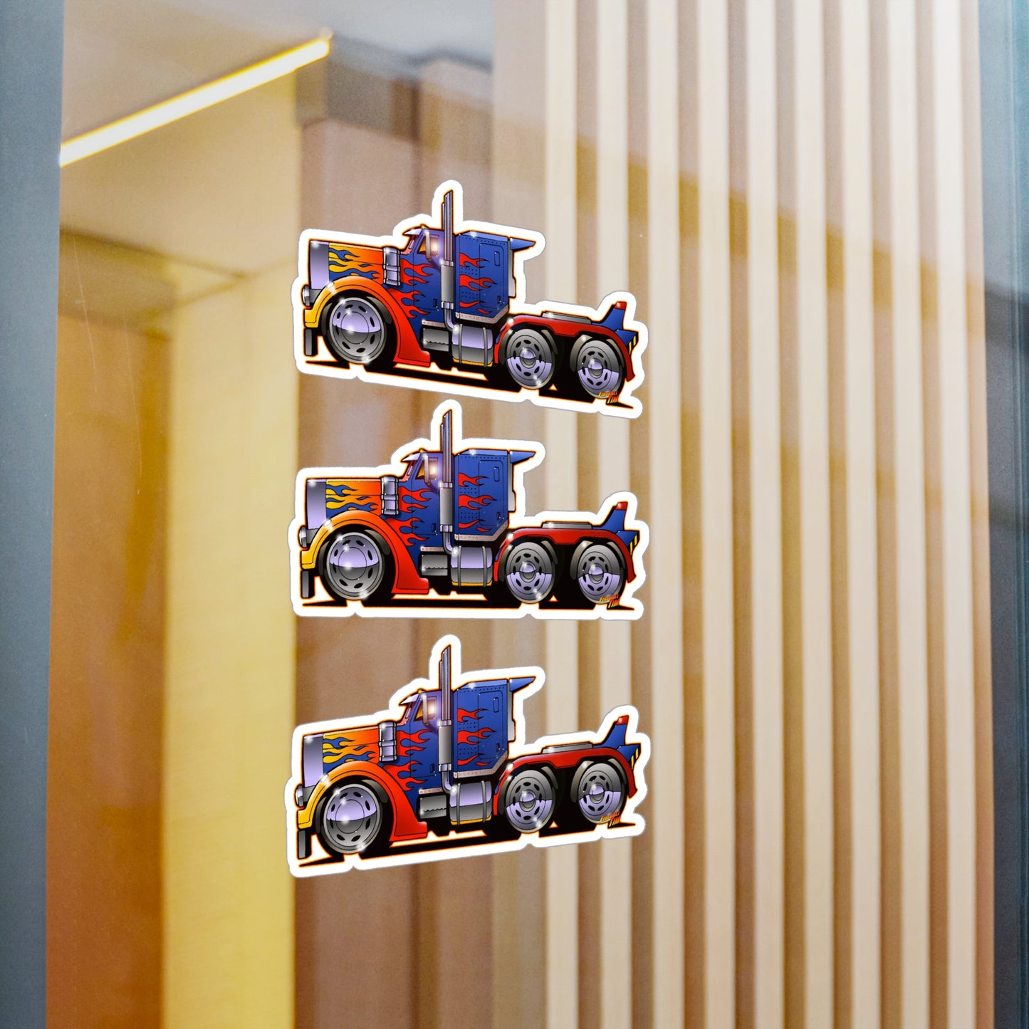 TRANSFORMERS OPTIMUS PRIME Semi Truck Fireball Art Decal Stickers - 4 Sizes