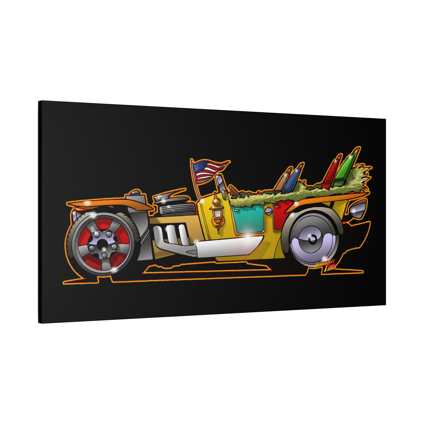 MONGREL T HOT ROD Elvis Easy Come Easy Go Fireball Canvas Art Wall Print