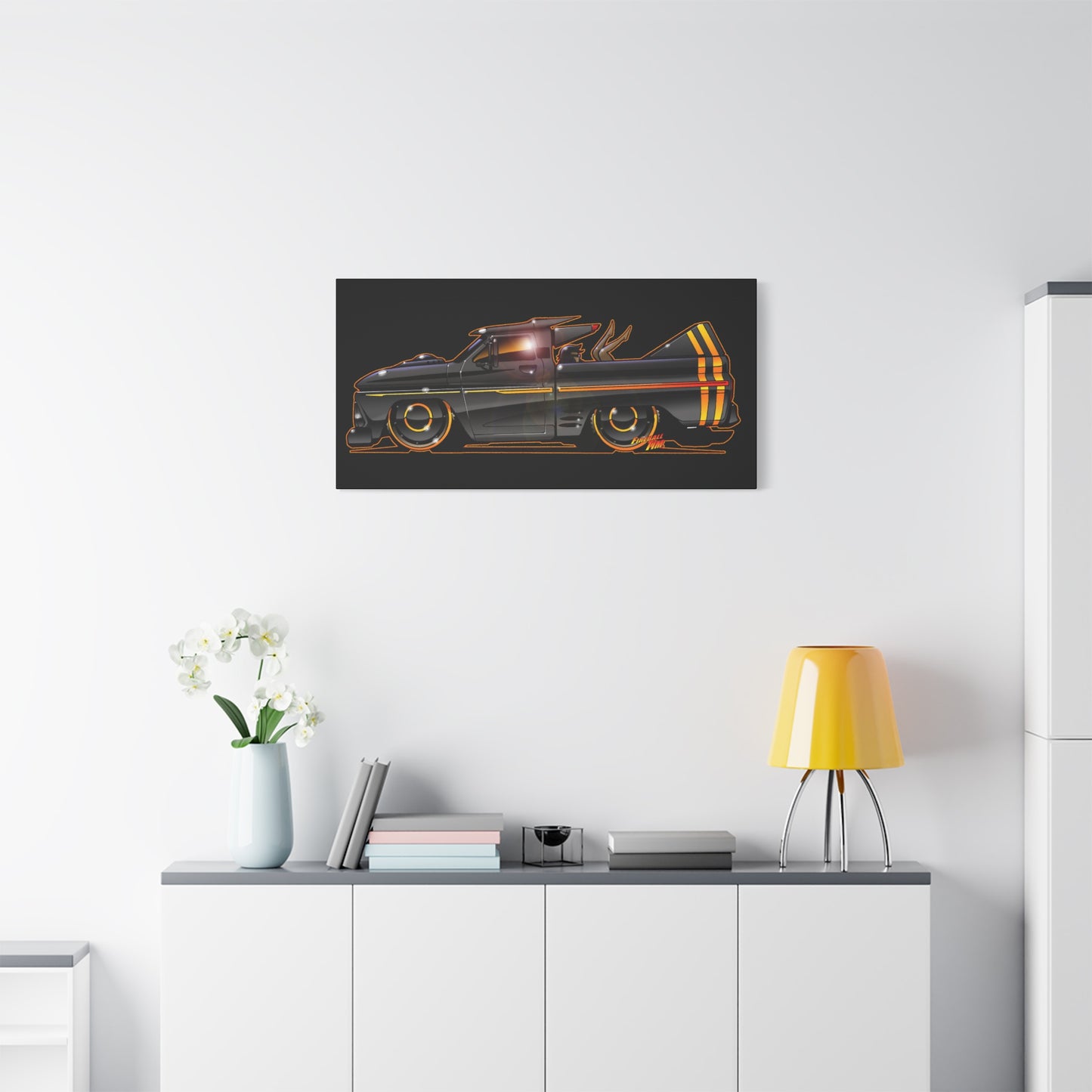 CHEVROLET C10 1960 Stinger Pickup Truck Fireball Art Canvas Print