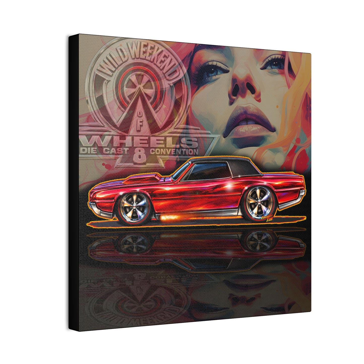 HOT WHEELS Sweet 16 CUSTOM TBIRD Collectible Fireball Art Canvas Stretched Print