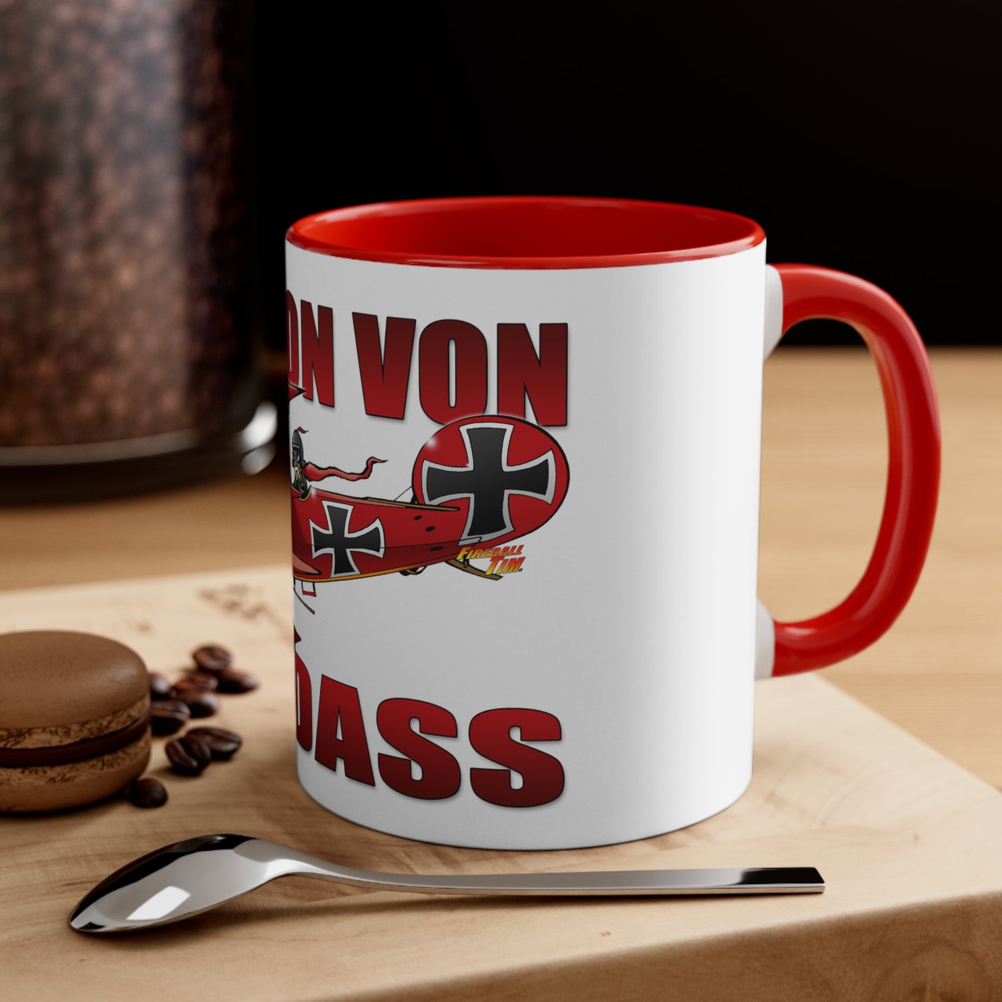 BARON VON BADASS Red Baron Airplane Coffee Mug 11oz