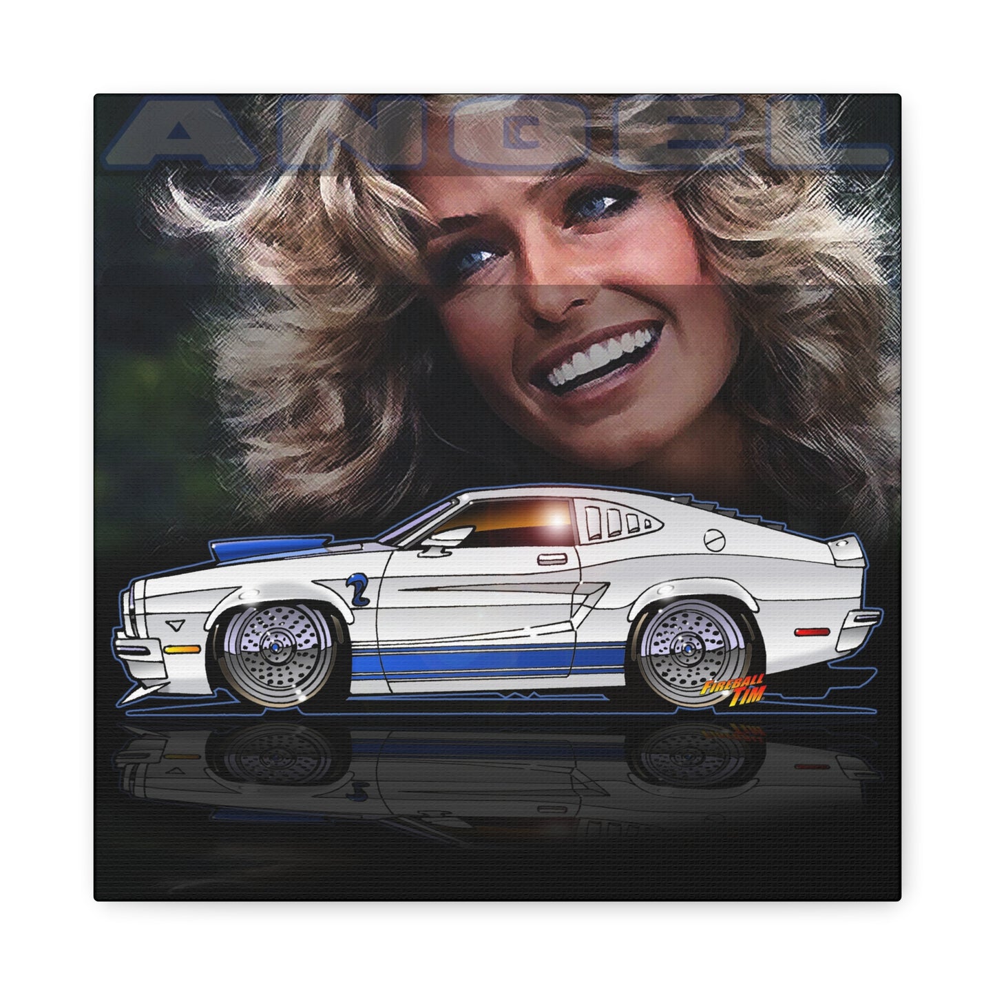 CHARLIE'S ANGELS FORD MUSTANG COBRA Car Canvas Art Wall Print - 12x12