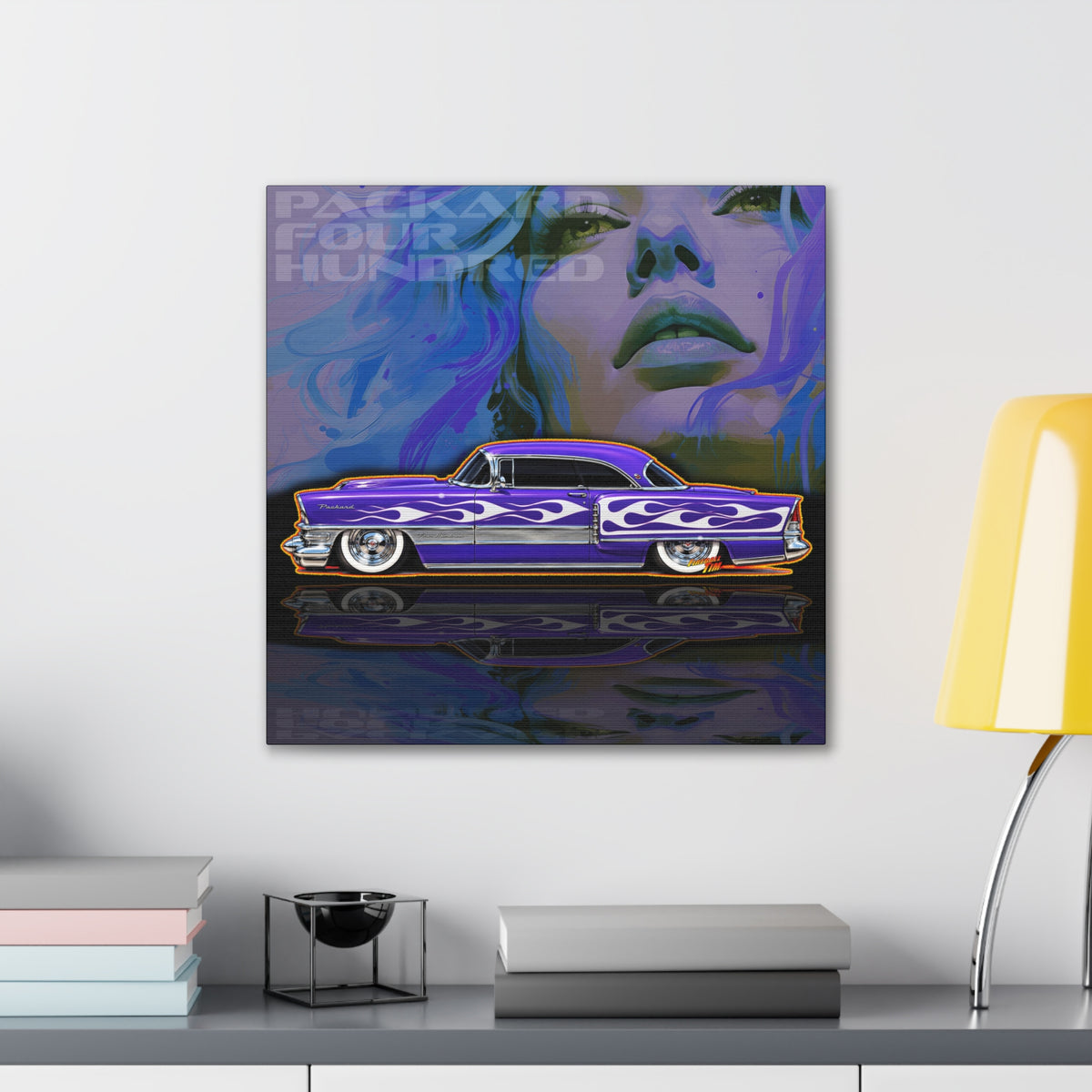 PACKARD 1955 Kustom Four Hundred Collectible Fireball Art Canvas Stretched Print