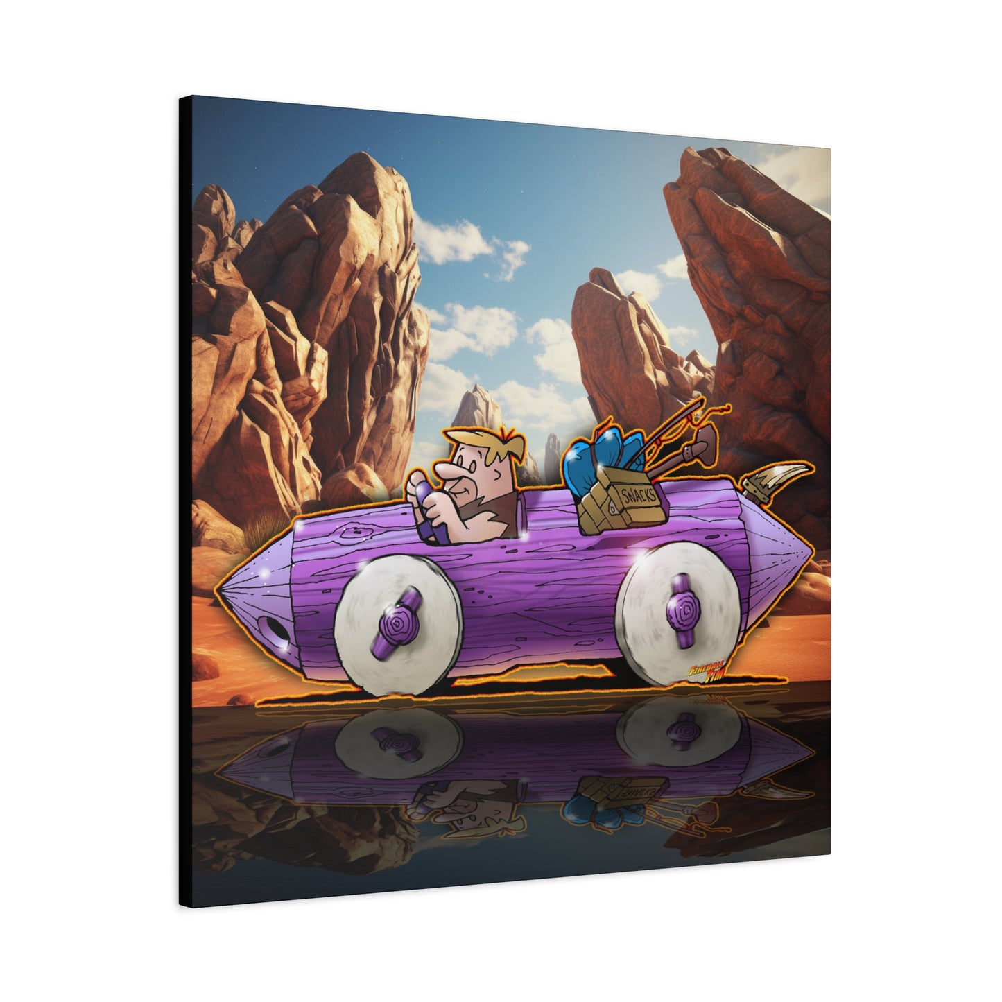 FLINSTONES BARNEY RUBBLE Fireball Art Canvas Wall Print - Multiple Sizes