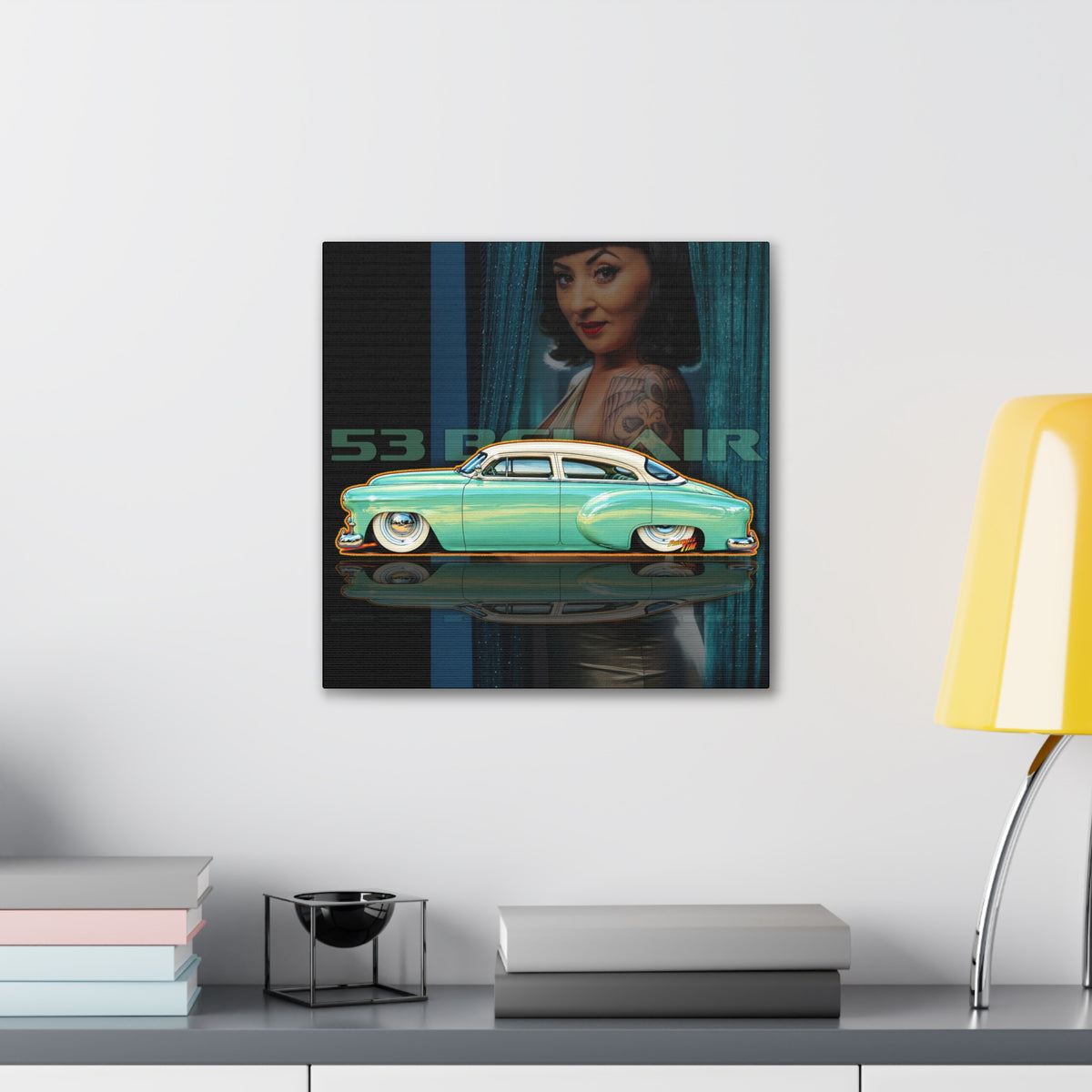 CHEVROLET BEL AIR 1953 Collectible Fireball Art Collectible Fireball Art Canvas Stretched Print
