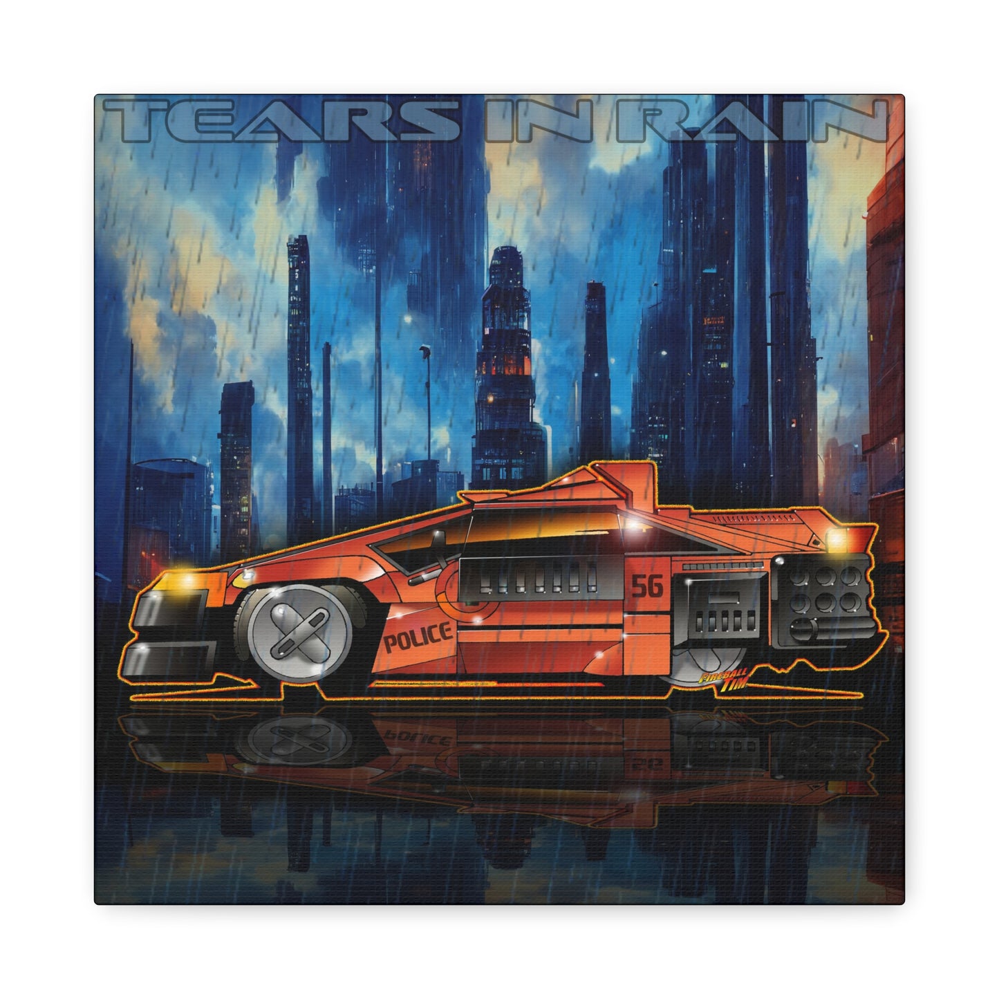 BLADE RUNNER DECKARD Police Movie Car Fireball Art Canvas Print - 12x12