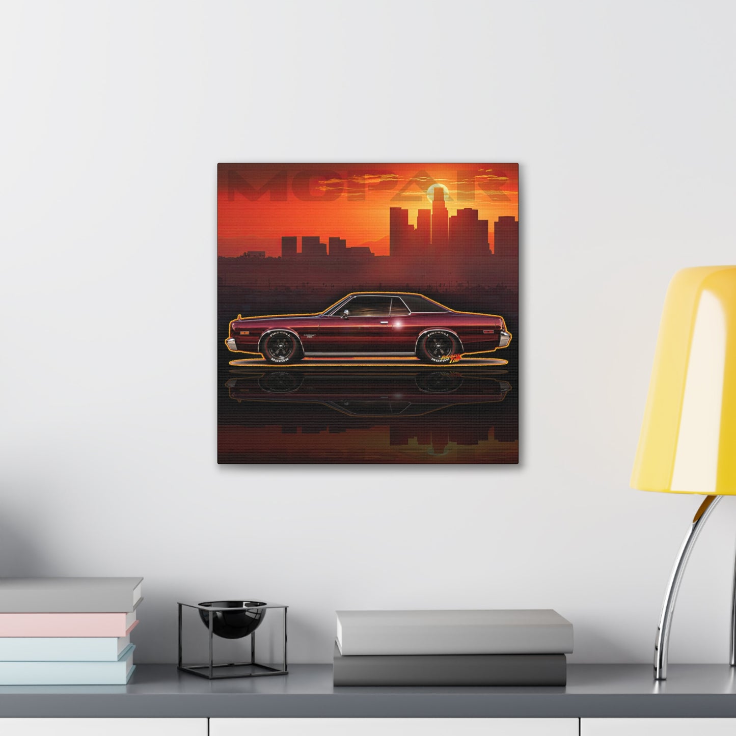 DODGE CORONET 1975 Collectible Fireball Art Canvas Stretched Print