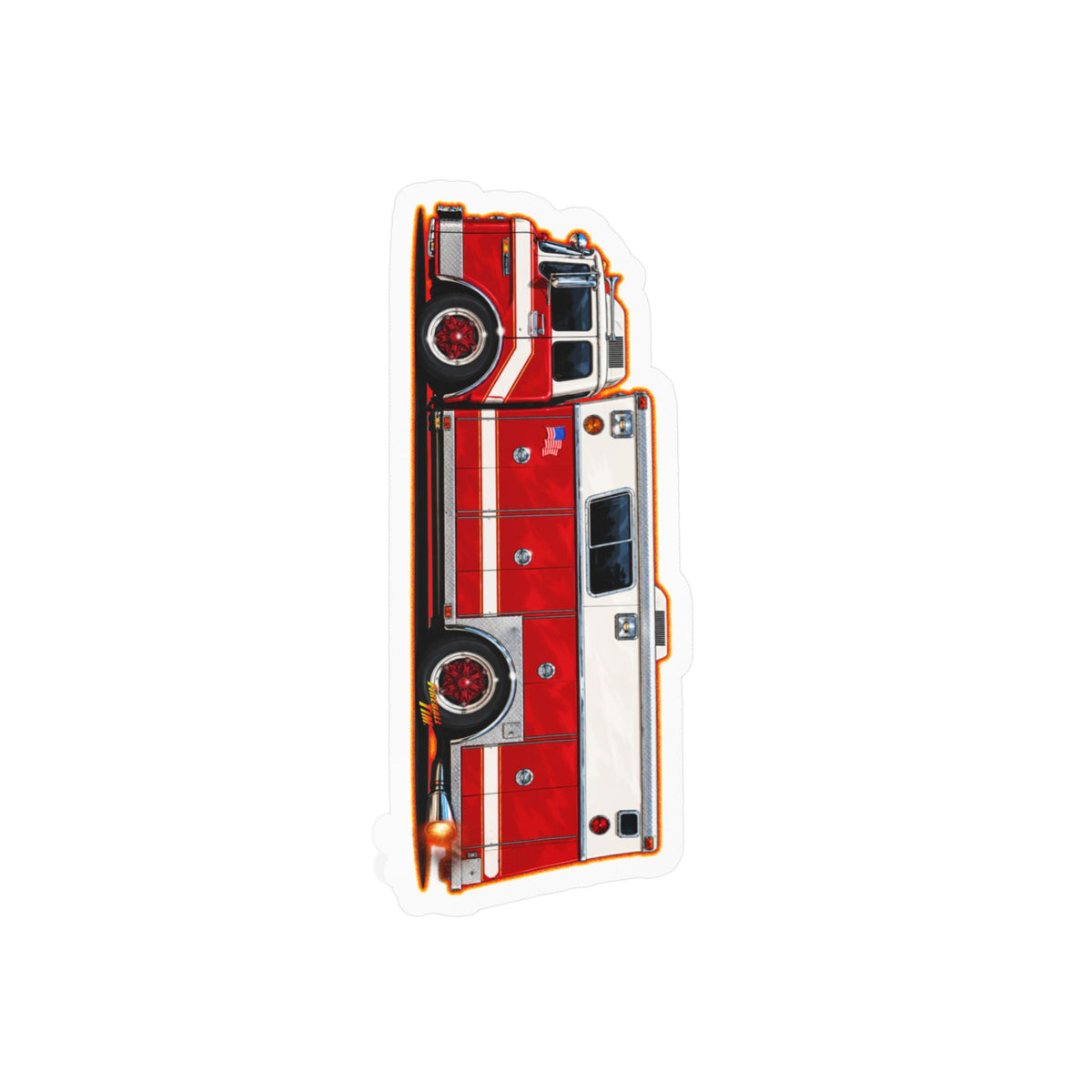 FIRE TRUCK Collectible Fireball Art Stickers in 4 Sizes
