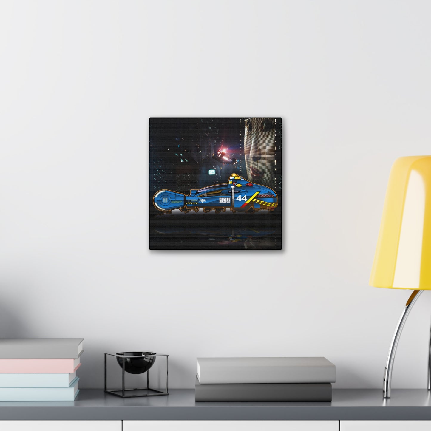 Futuristic BLADE RUNNER Police Hovercraft Canvas Wall Art - Sci-Fi Decor