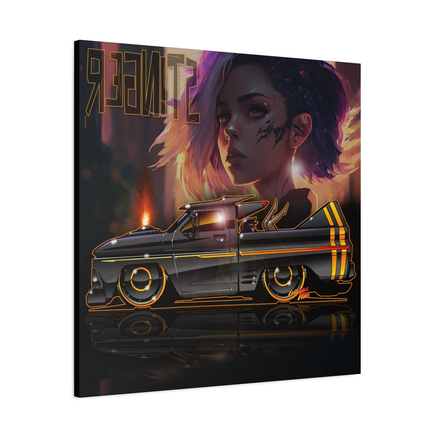 CHEVROLET C10 1960 Stinger Pickup Truck Fireball Art Canvas Print