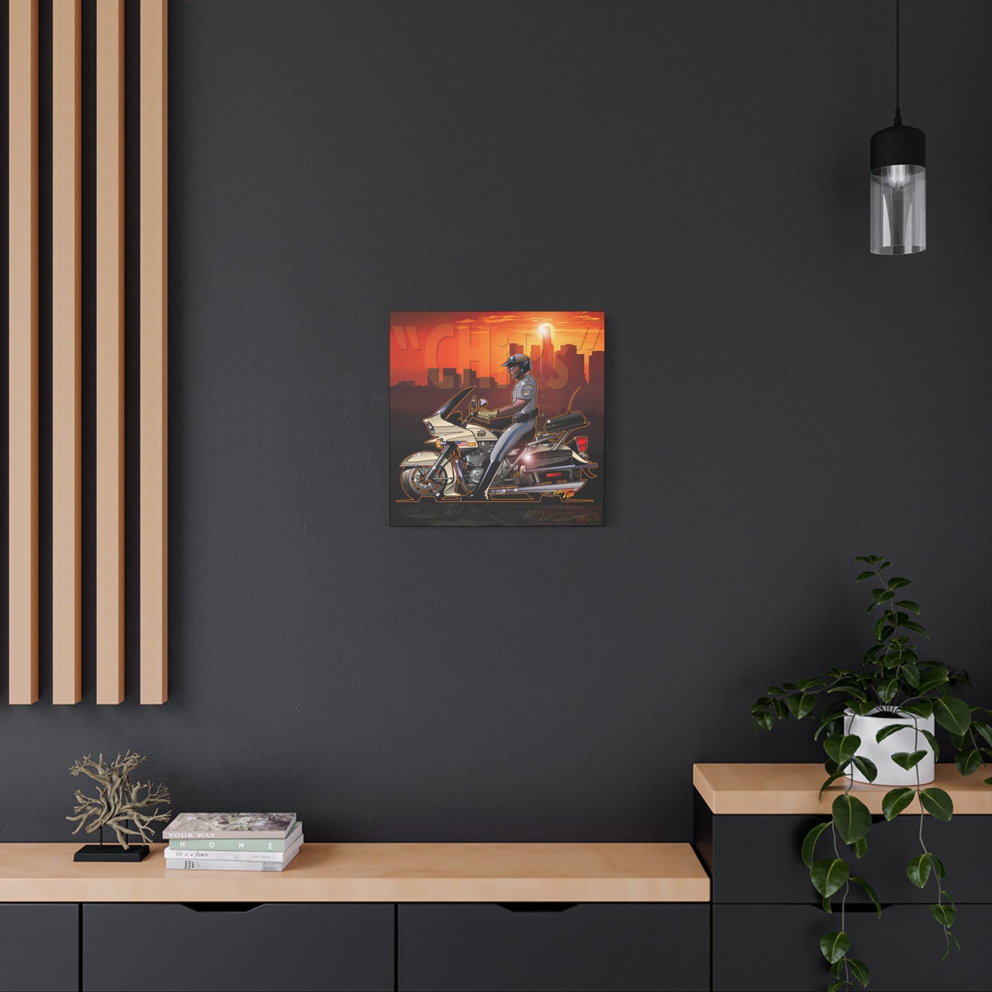 CHiPS TV Show Kawasaki Motorcycle Fireball Art Canvas Print