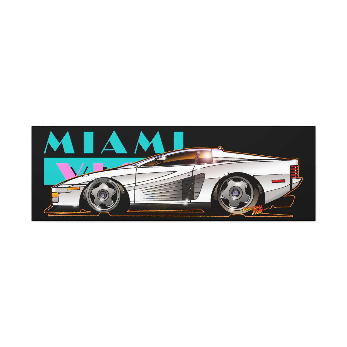 MIAMI VICE FERRARI TESTAROSSA Fireball Canvas Art Wall Print