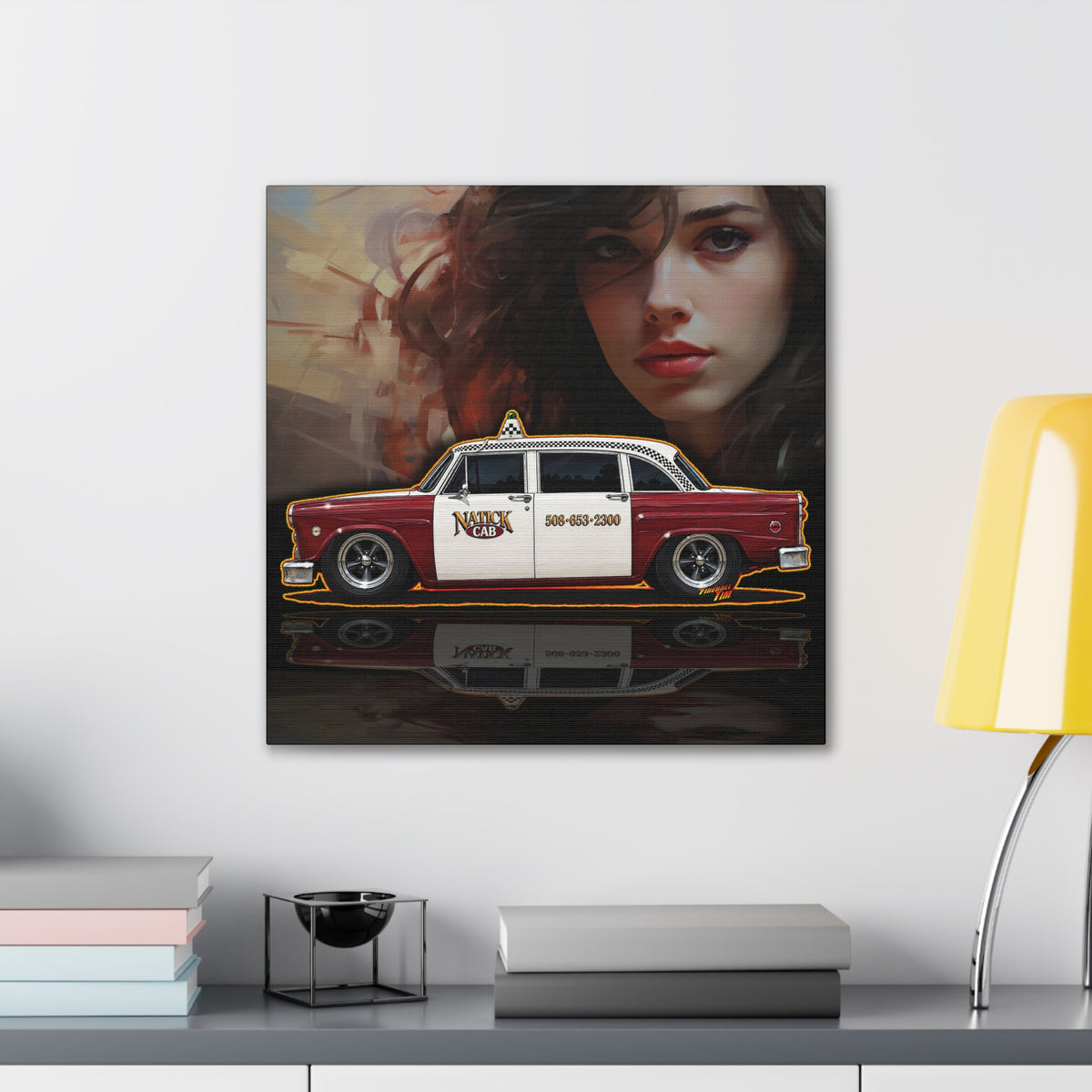 NATICK CHECKER CAB Collectible Fireball Art Canvas Stretched Print