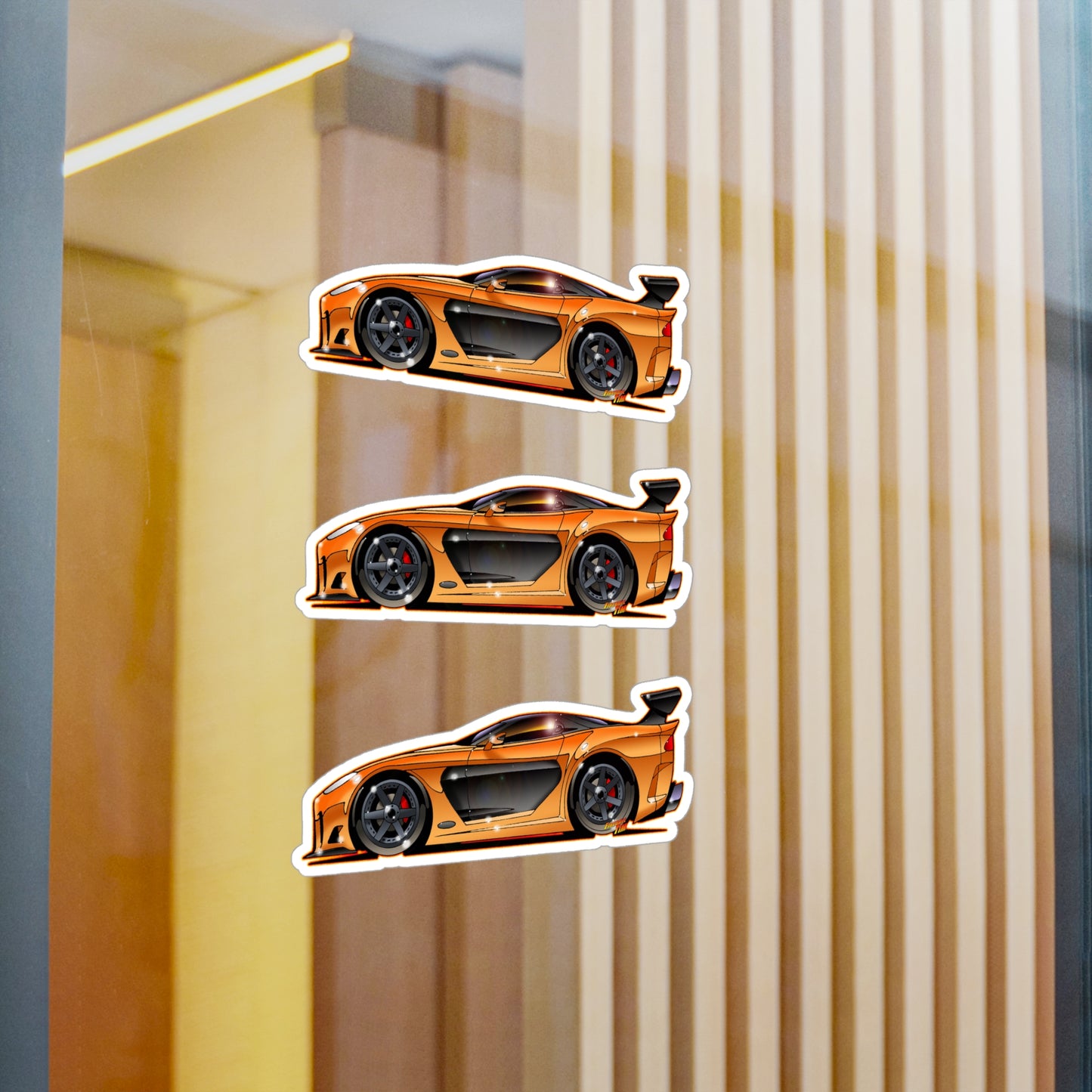 FAST AND FURIOUS MAZDA RX-7 Fireball Art Collectible Decal Sticker Set - 4 Sizes