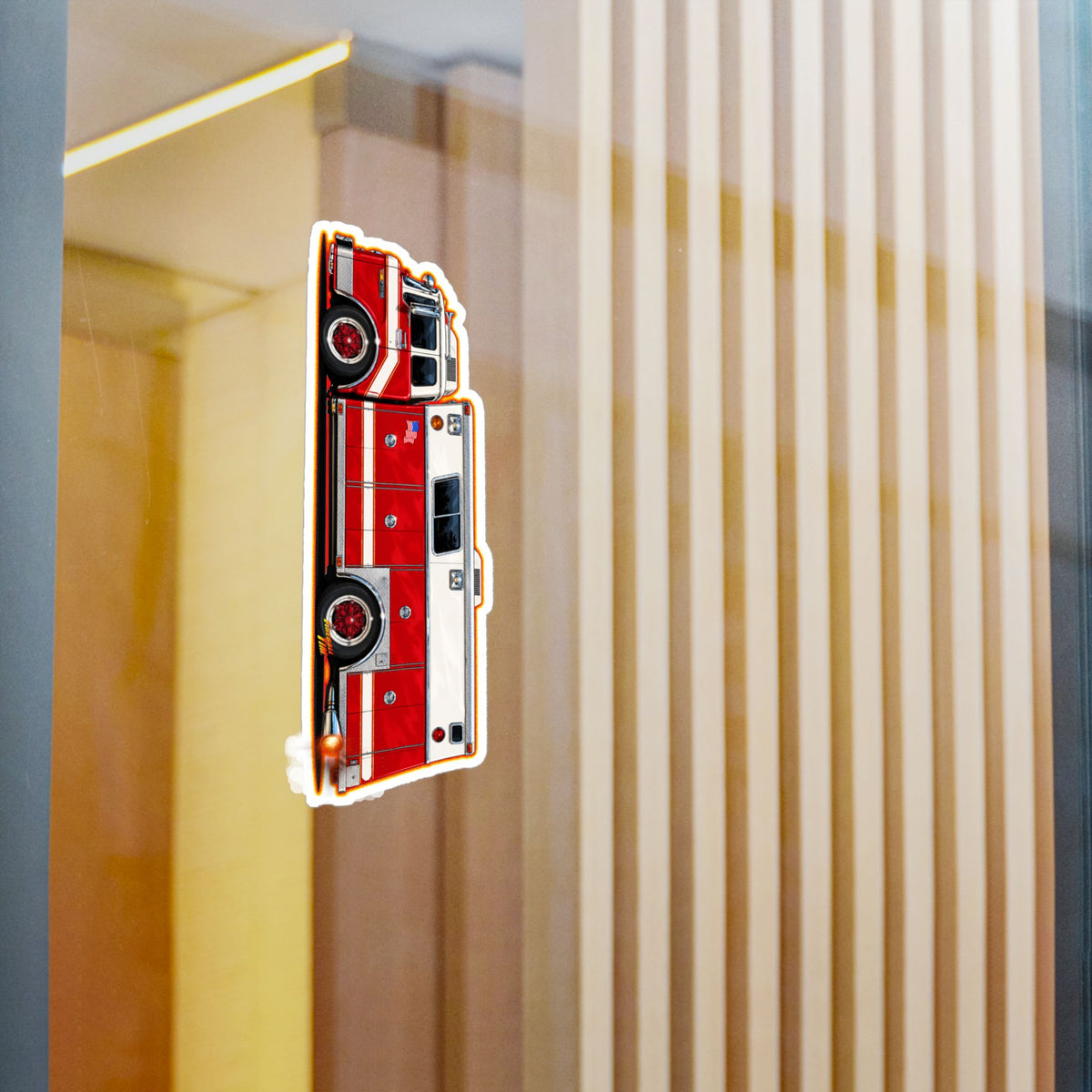 FIRE TRUCK Collectible Fireball Art Stickers in 4 Sizes
