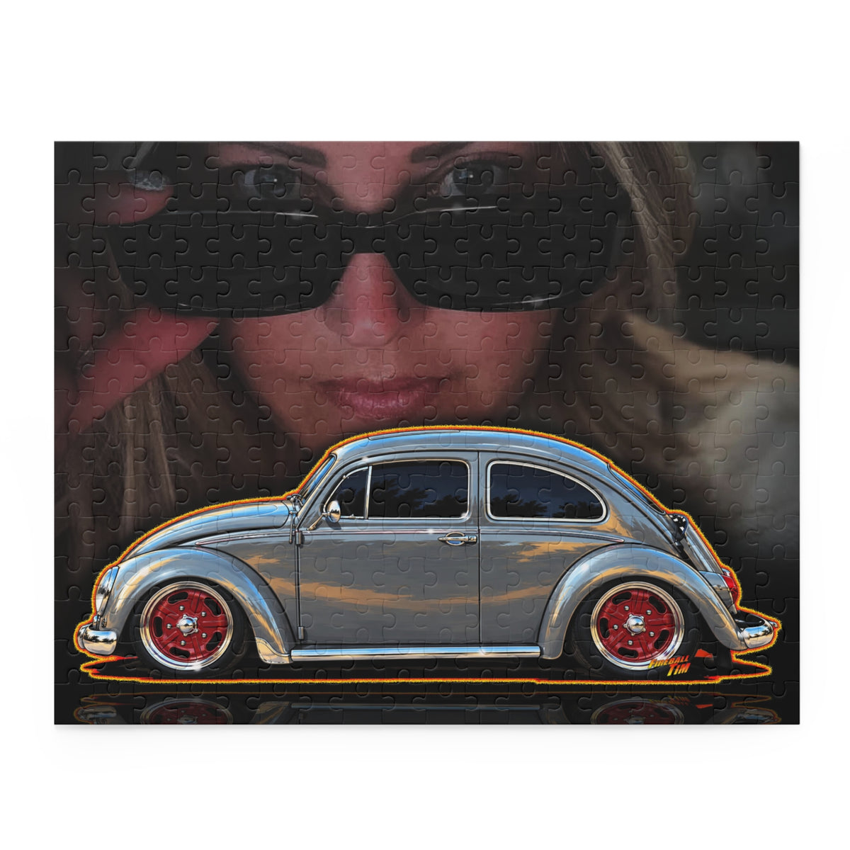 KUSTOM 1964 VW BUG Collectible Fireball Art Jigsaw Puzzle — Retro Custom Cars (120/252/500‑Piece)