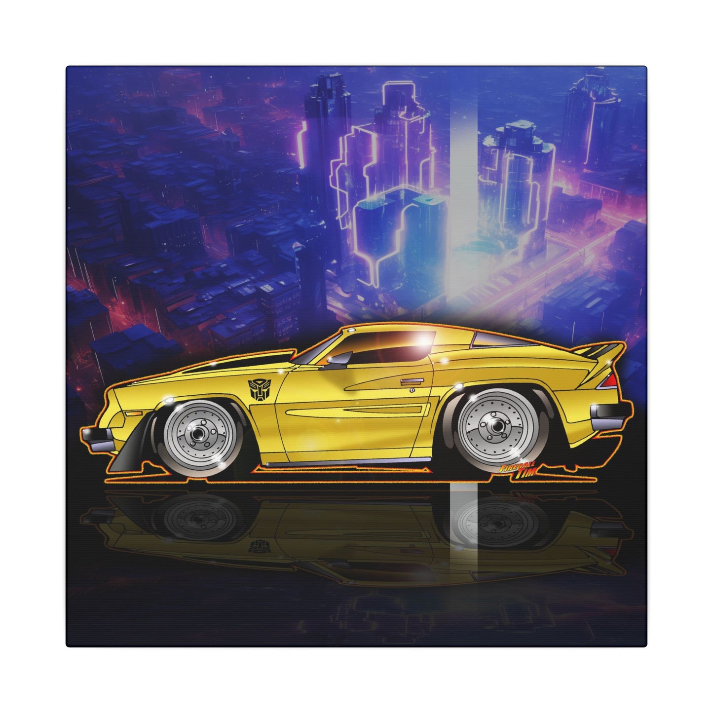 BUMBLEBEE TRANSFORMERS 1977 Camaro Fireball Art Canvas Print - 12x12