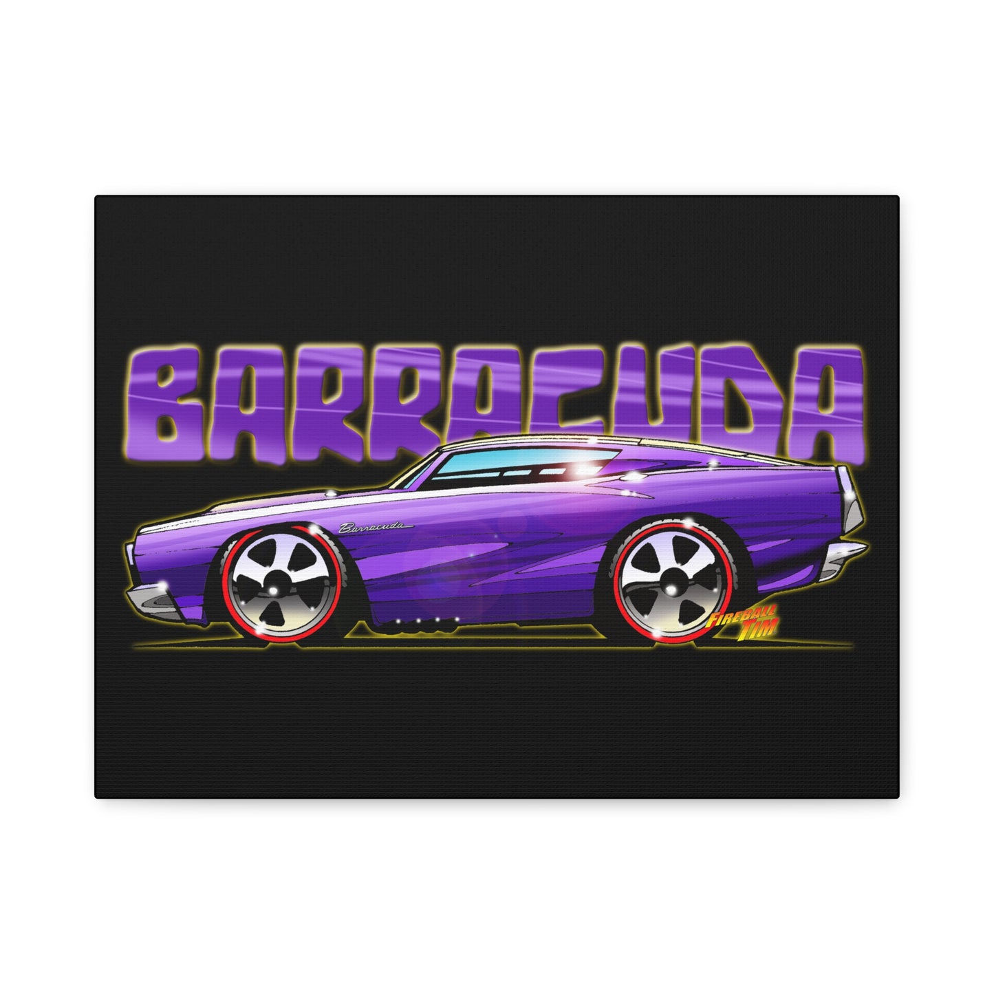 PLYMOUTH BARRACUDA Fireball Art Canvas Wall Print